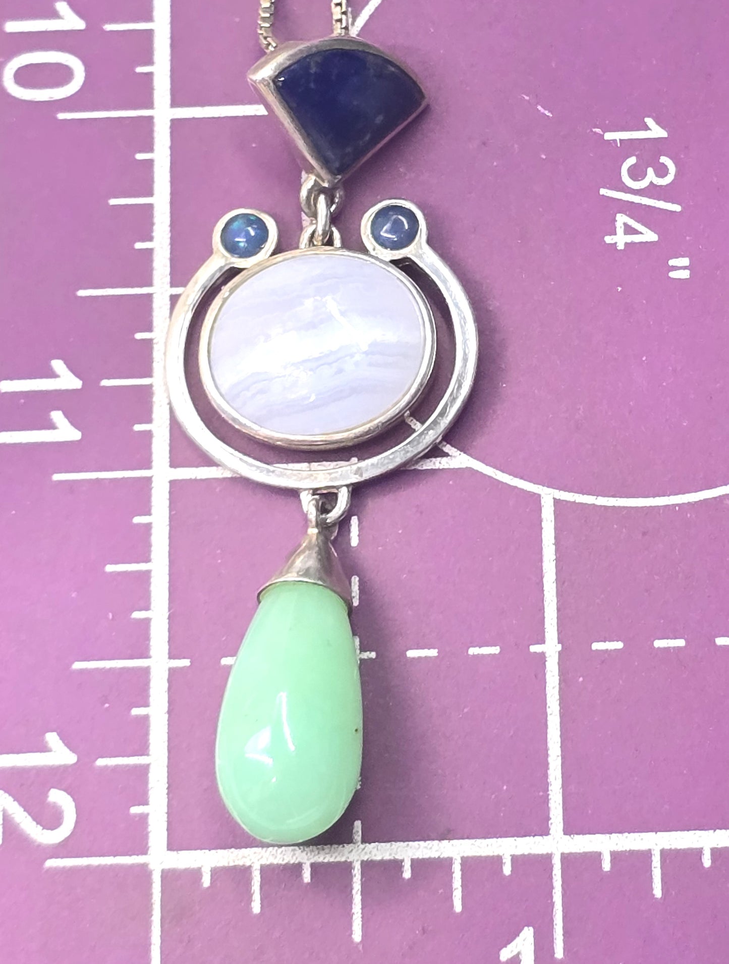 Whitney Kelly WK lapis lazuli, blue lace agate sterling silver necklace