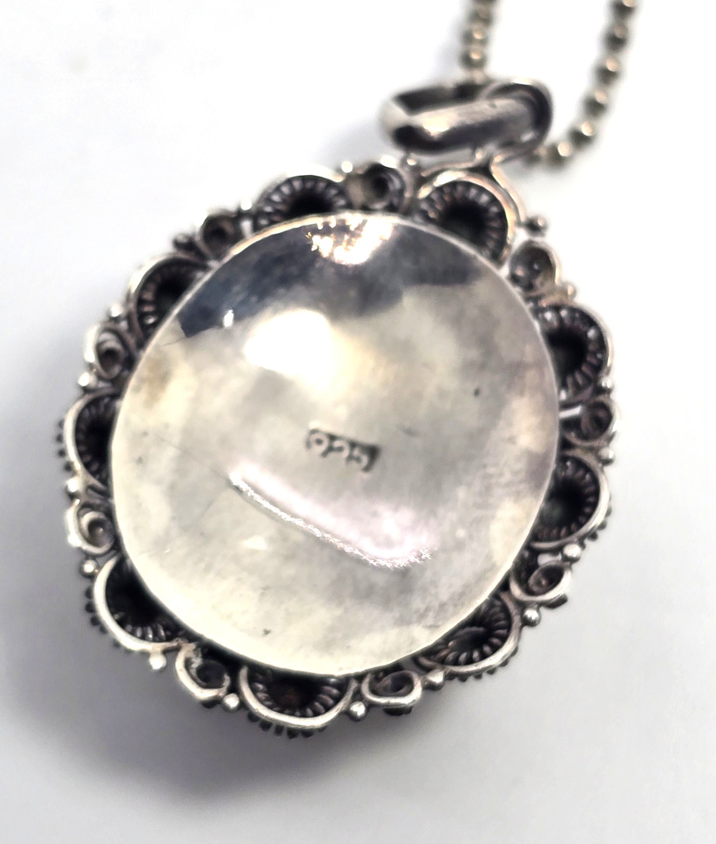 Tiger's eye Tribal ethnic thick vintage sterling silver necklace