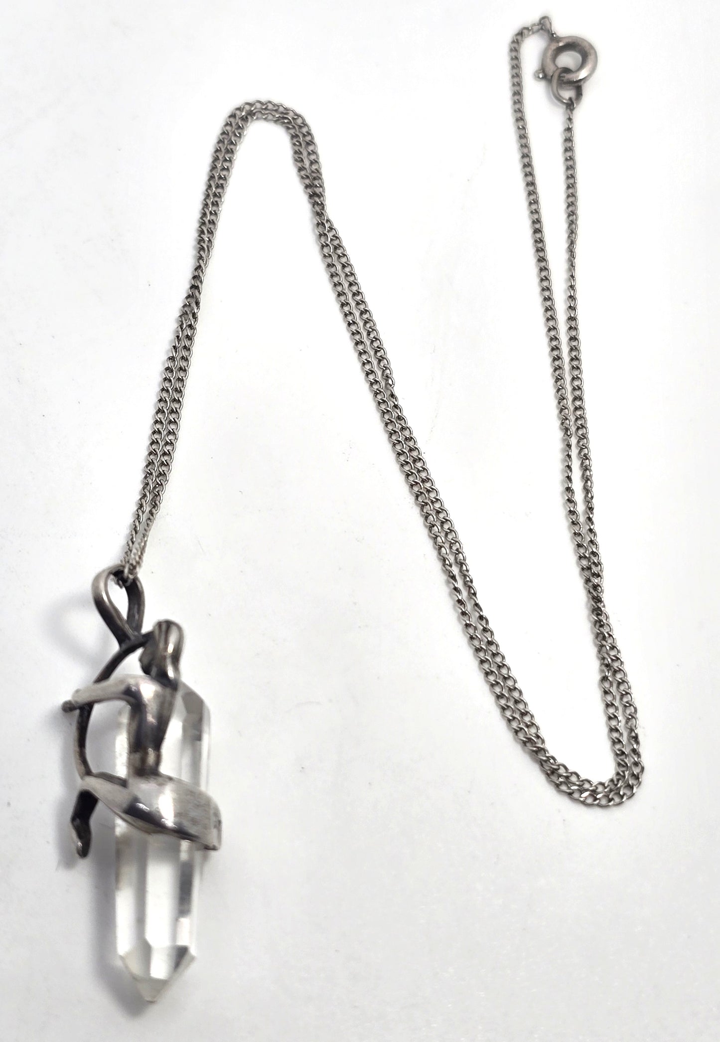 Brazilian Quartz Woman archer sterling silver mystical vintage pendant necklace