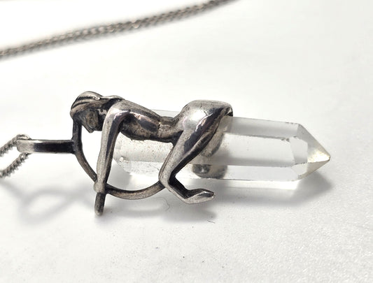 Brazilian Quartz Woman archer sterling silver mystical vintage pendant necklace