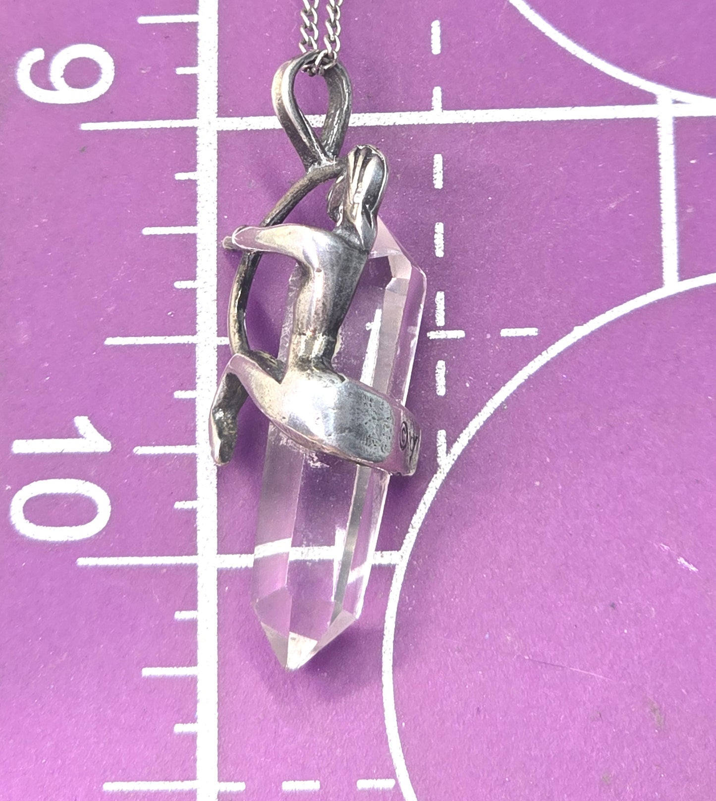 Brazilian Quartz Woman archer sterling silver mystical vintage pendant necklace