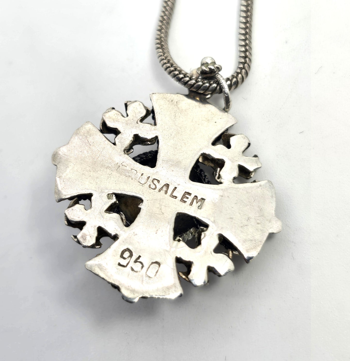 Maltese cross vintage Jerusalem 950 sterling silver vintage necklace
