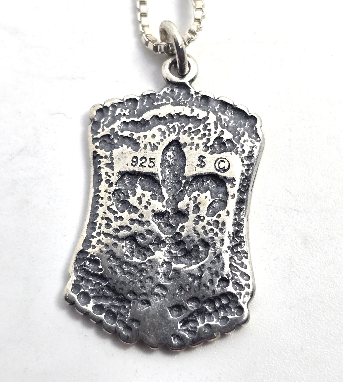 Fleur De Lis New Orleans Shube vintage sterling silver signed pendant necklace