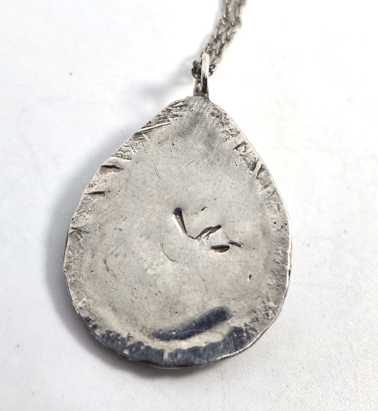 LC natural Turquoise sterling silver Navajo Native American pendant necklace