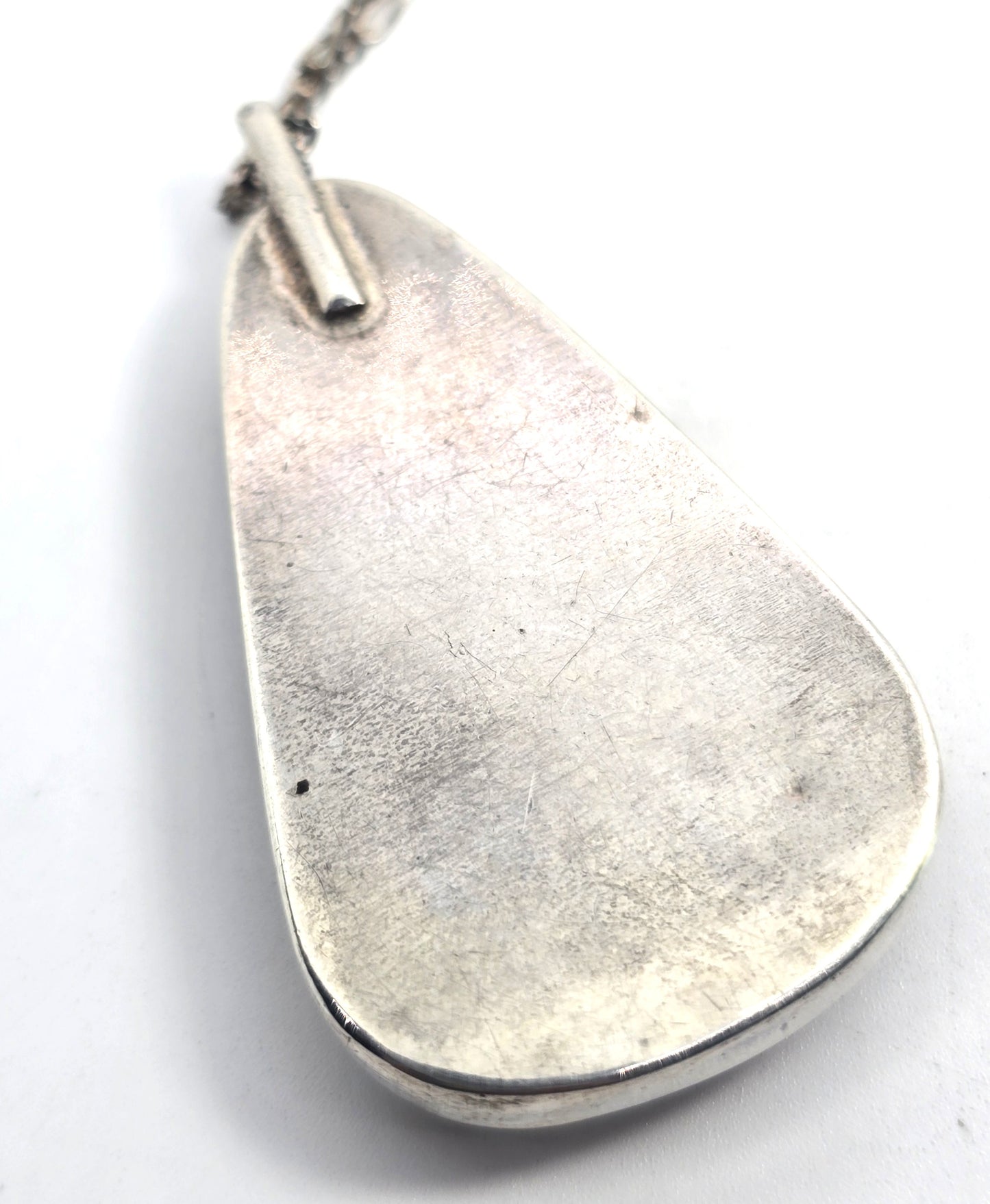Owyhee jasper Landscape jasper pear vintage sterling silver artisan pendant necklace
