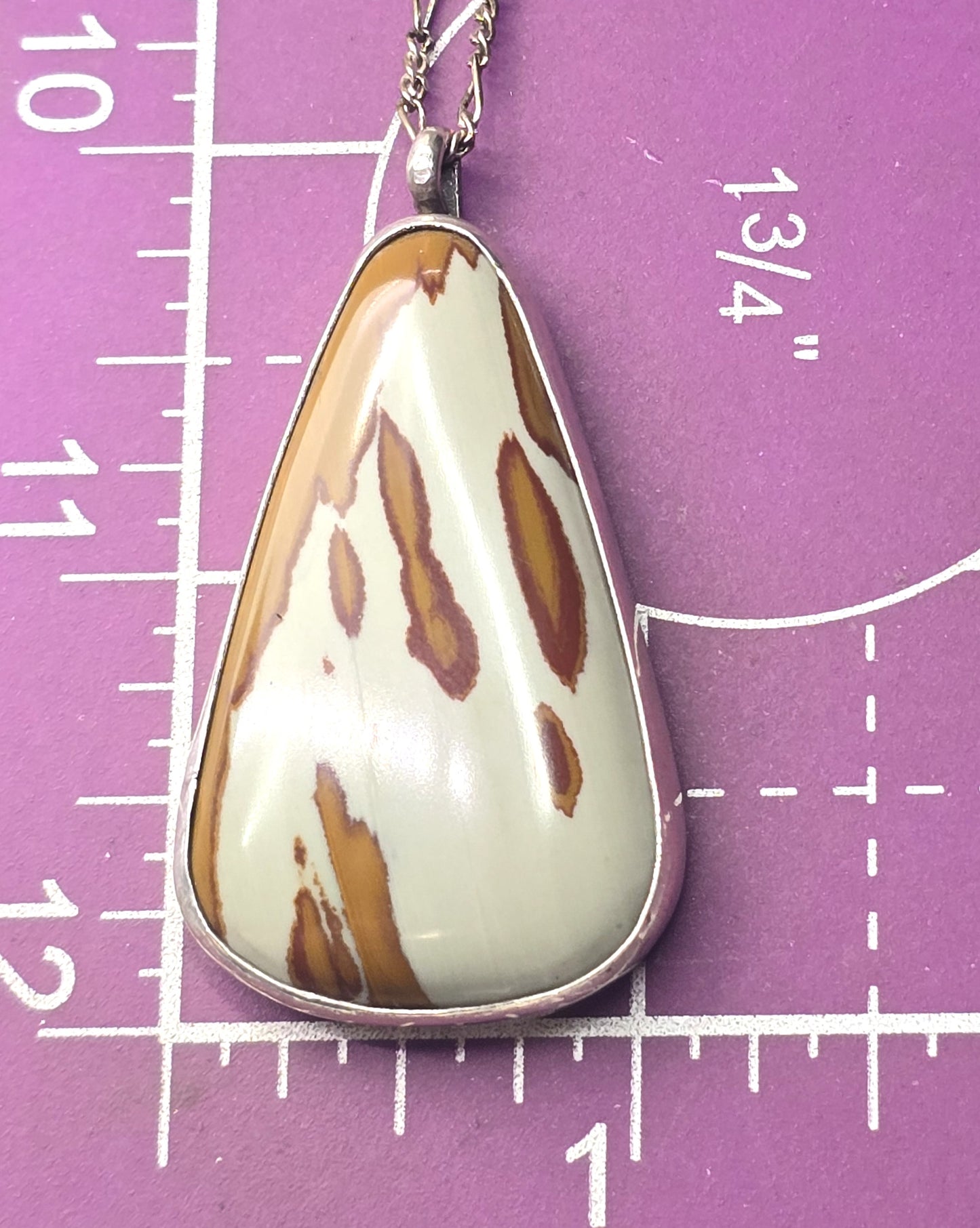 Owyhee jasper Landscape jasper pear vintage sterling silver artisan pendant necklace