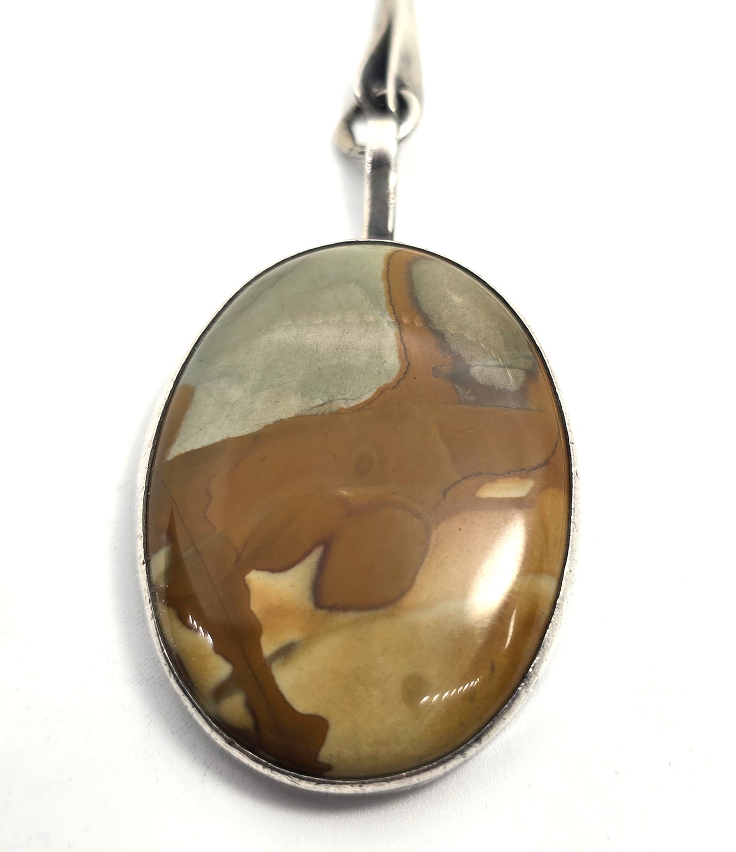 Randall Endito Navajo Owyhee jasper vintage sterling silver hammered chain necklace