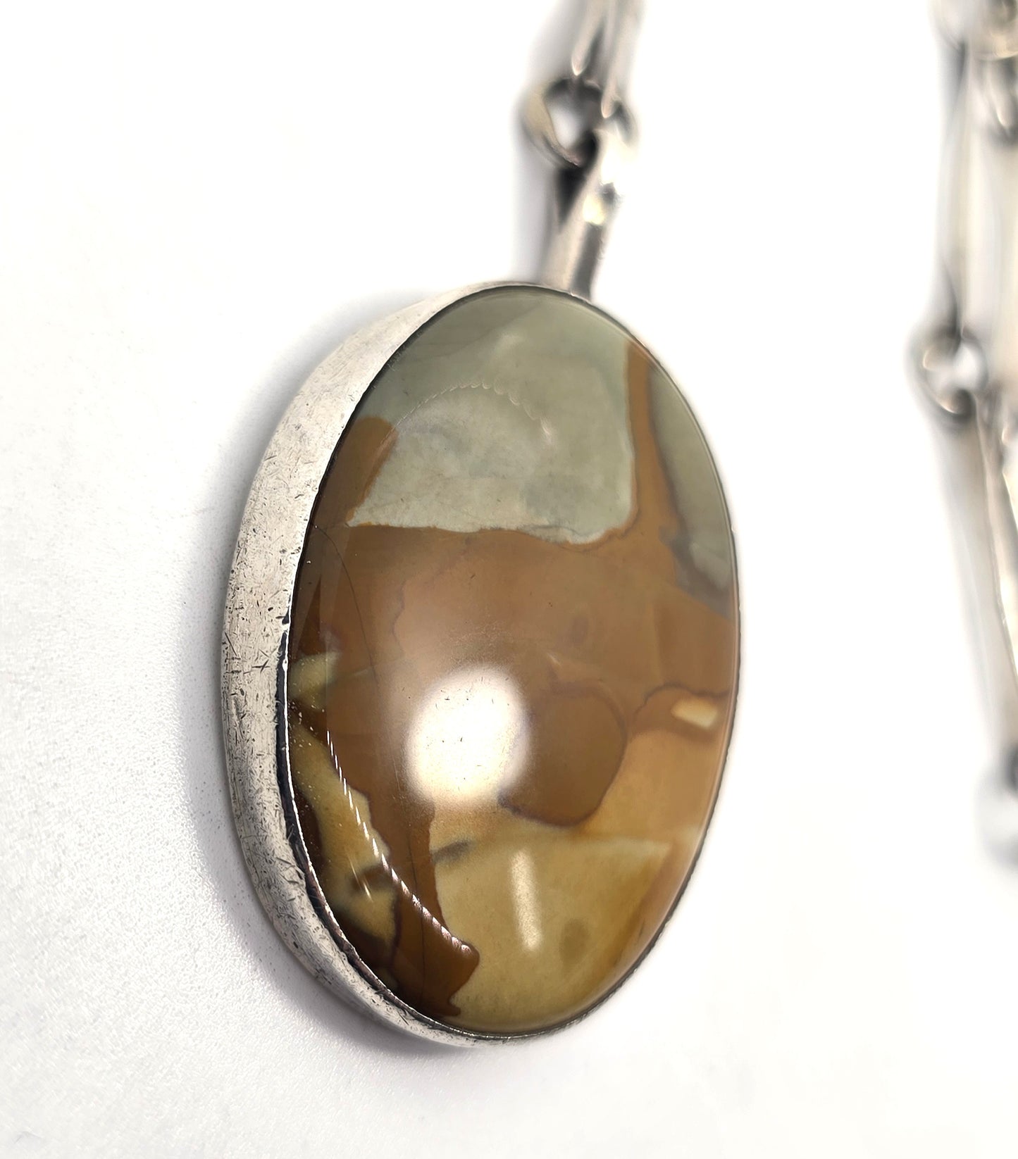 Randall Endito Navajo Owyhee jasper vintage sterling silver hammered chain necklace