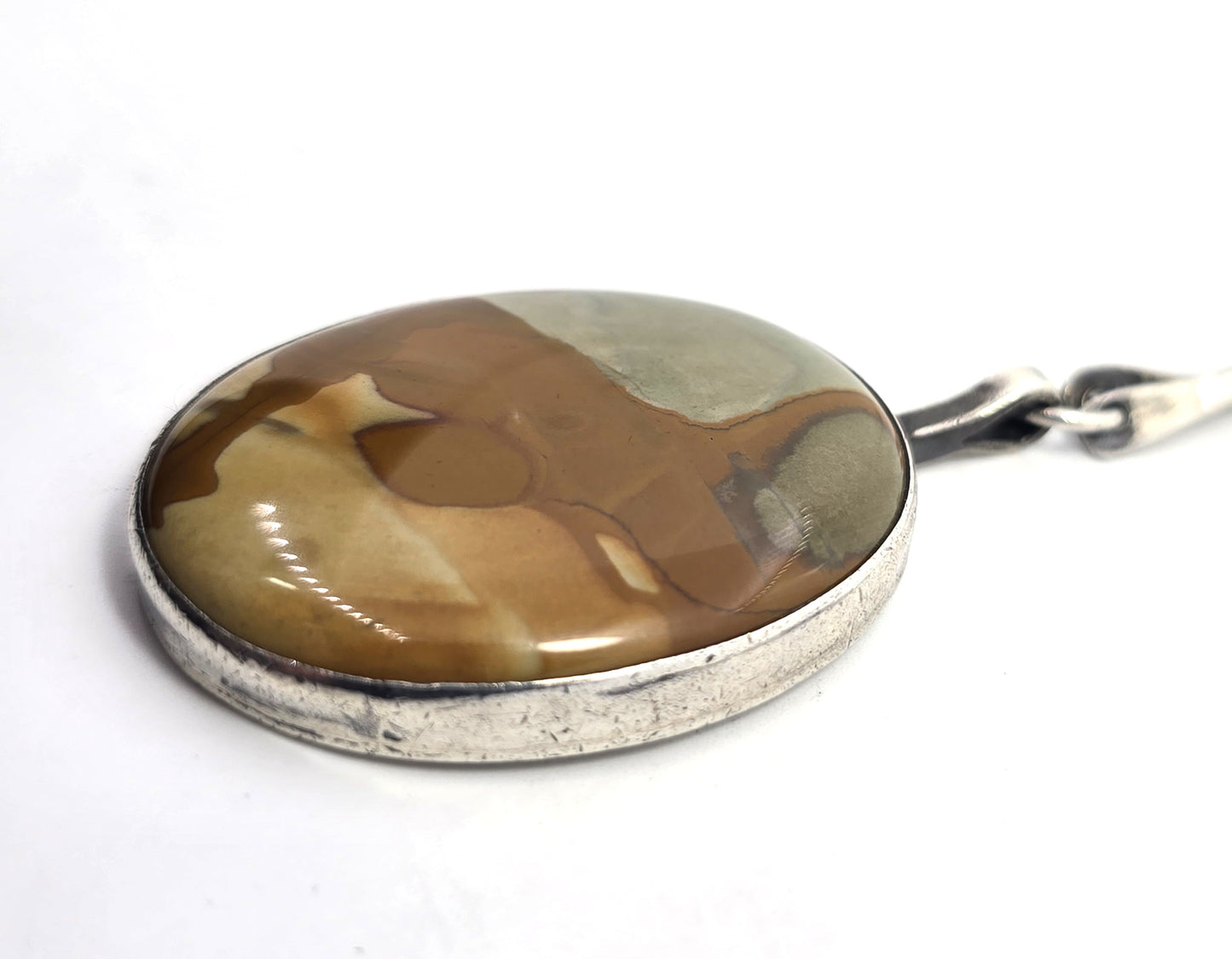 Randall Endito Navajo Owyhee jasper vintage sterling silver hammered chain necklace