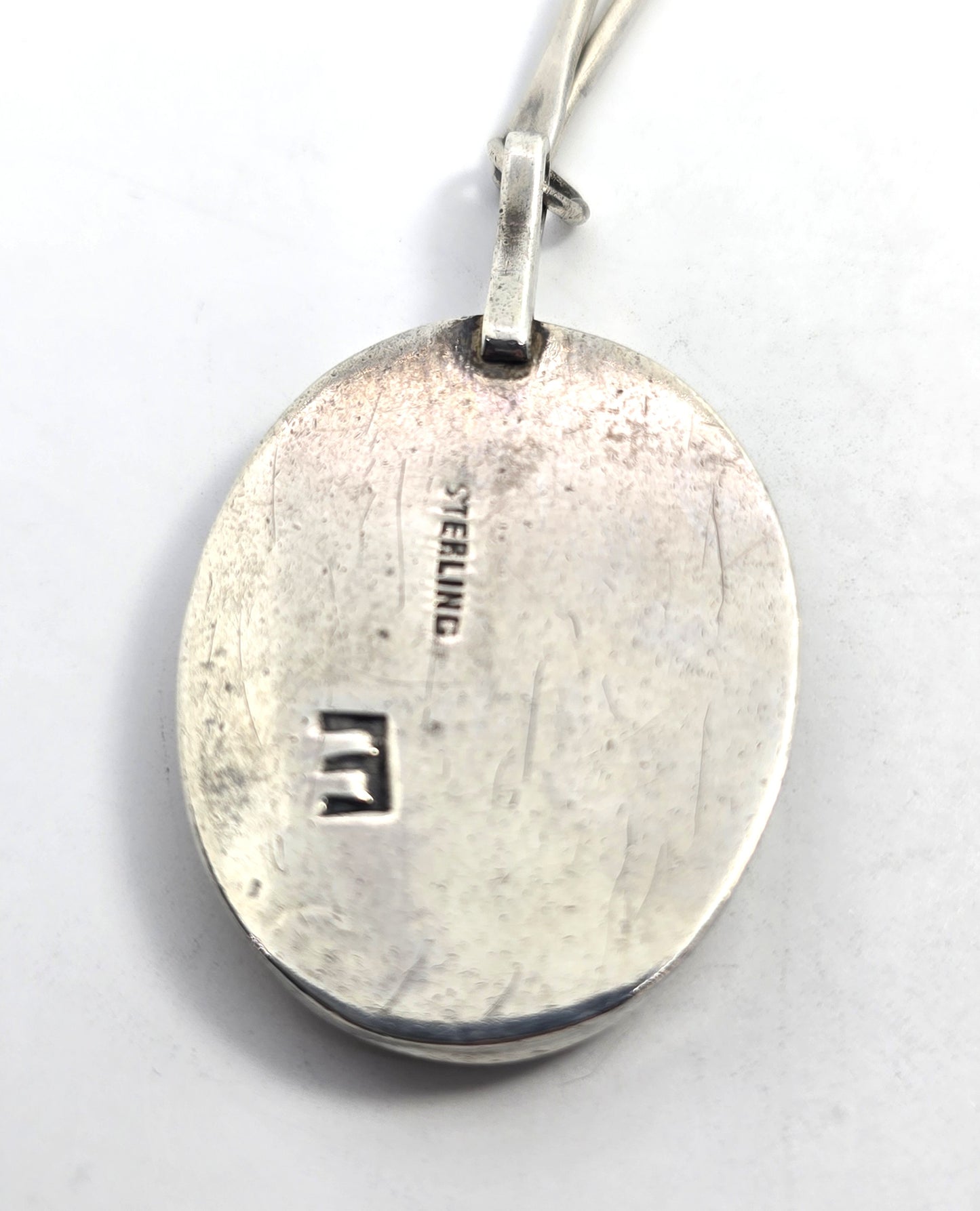 Randall Endito Navajo Owyhee jasper vintage sterling silver hammered chain necklace