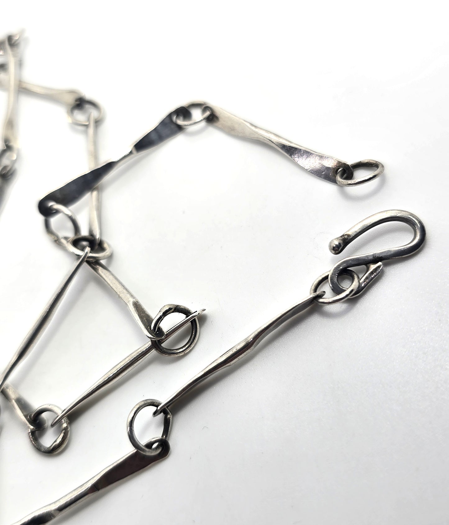 Randall Endito Navajo Owyhee jasper vintage sterling silver hammered chain necklace