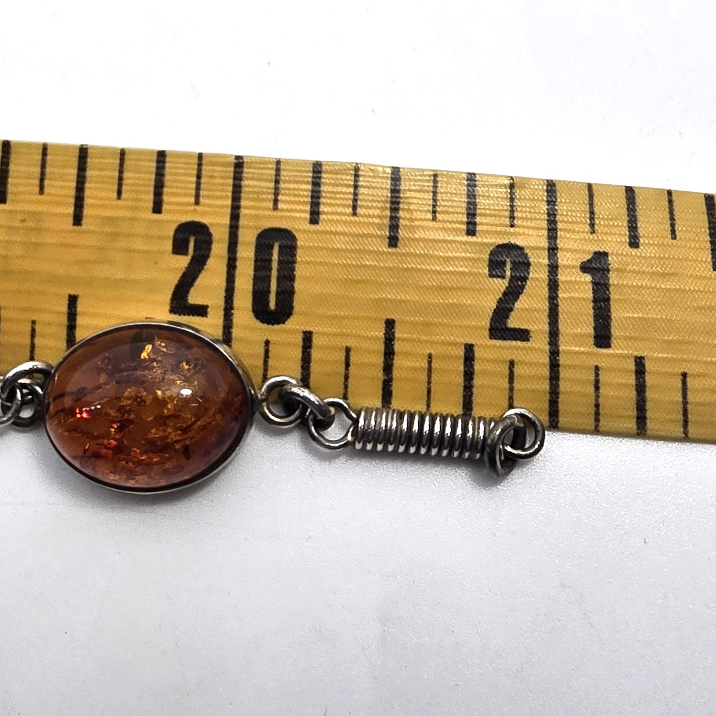 UTC Amber multi stone heart statement vintage sterling silver necklace 21 inches