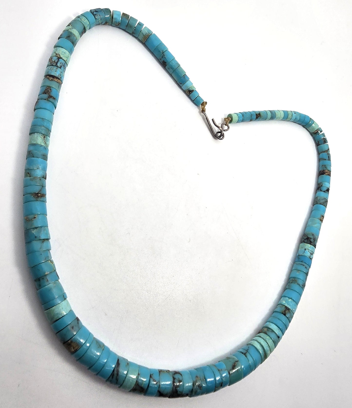 Heishi Turquoise graduated sterling silver Native American vintage necklace