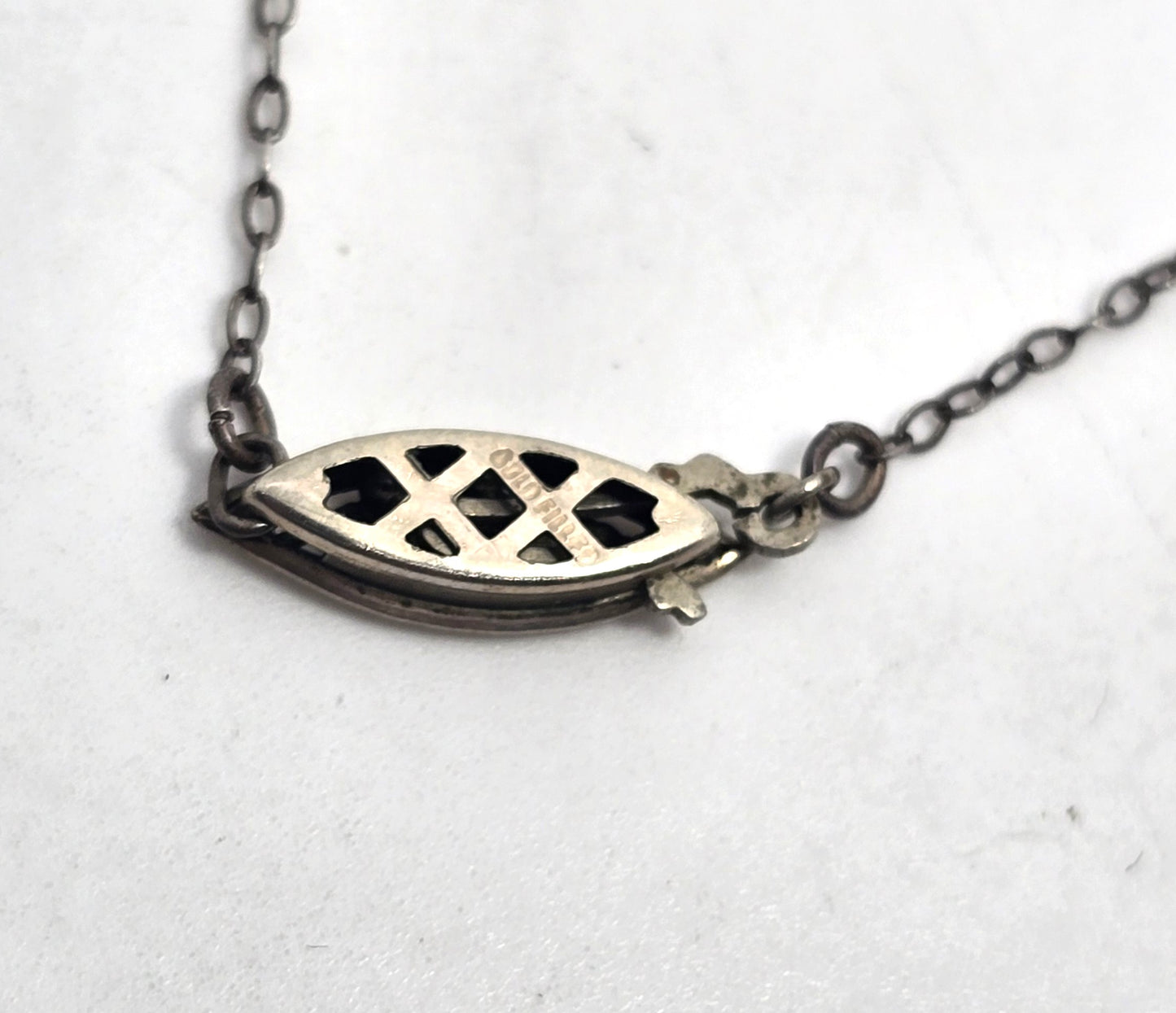 Art Deco white gold filled faceted lead crystal antique Riviere Necklace