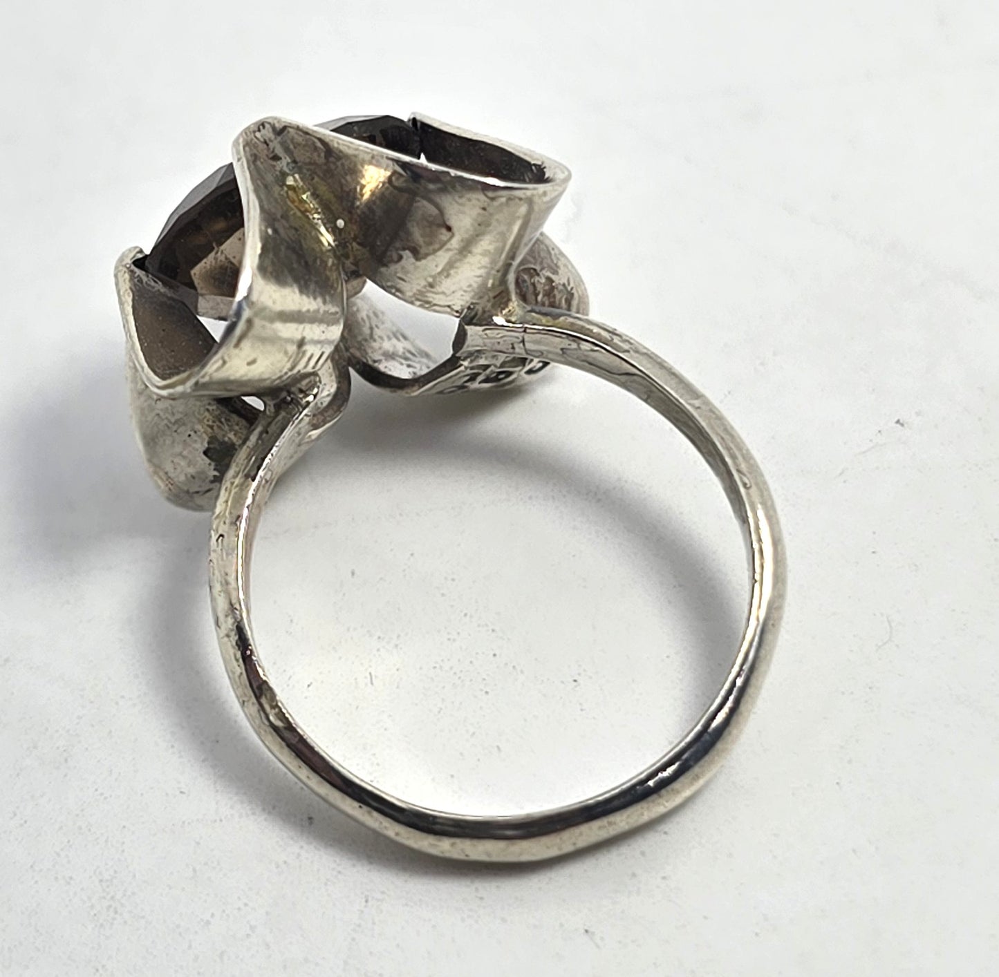 AAB Mexico Smoky Quartz  large oval vintage sterling silver ring size 6.25