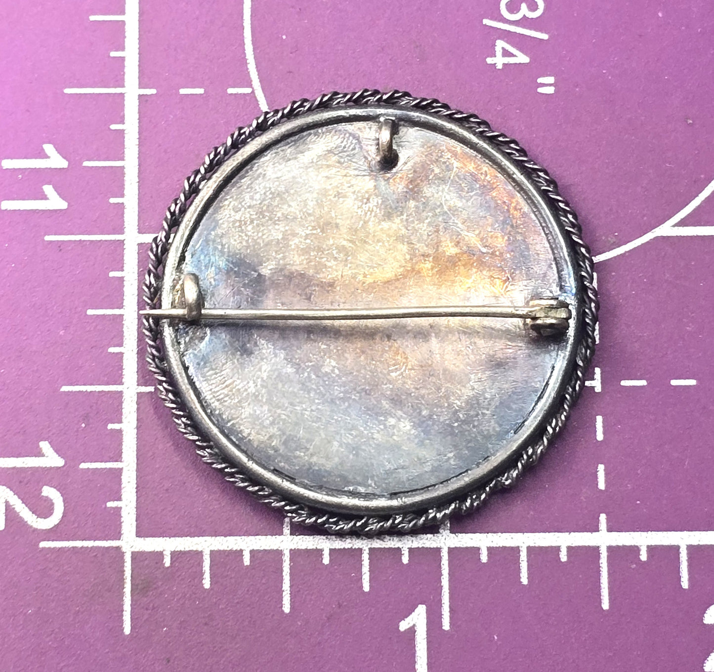Victorian Mother of pearl carved shell seed pearl pendant brooch original box crack