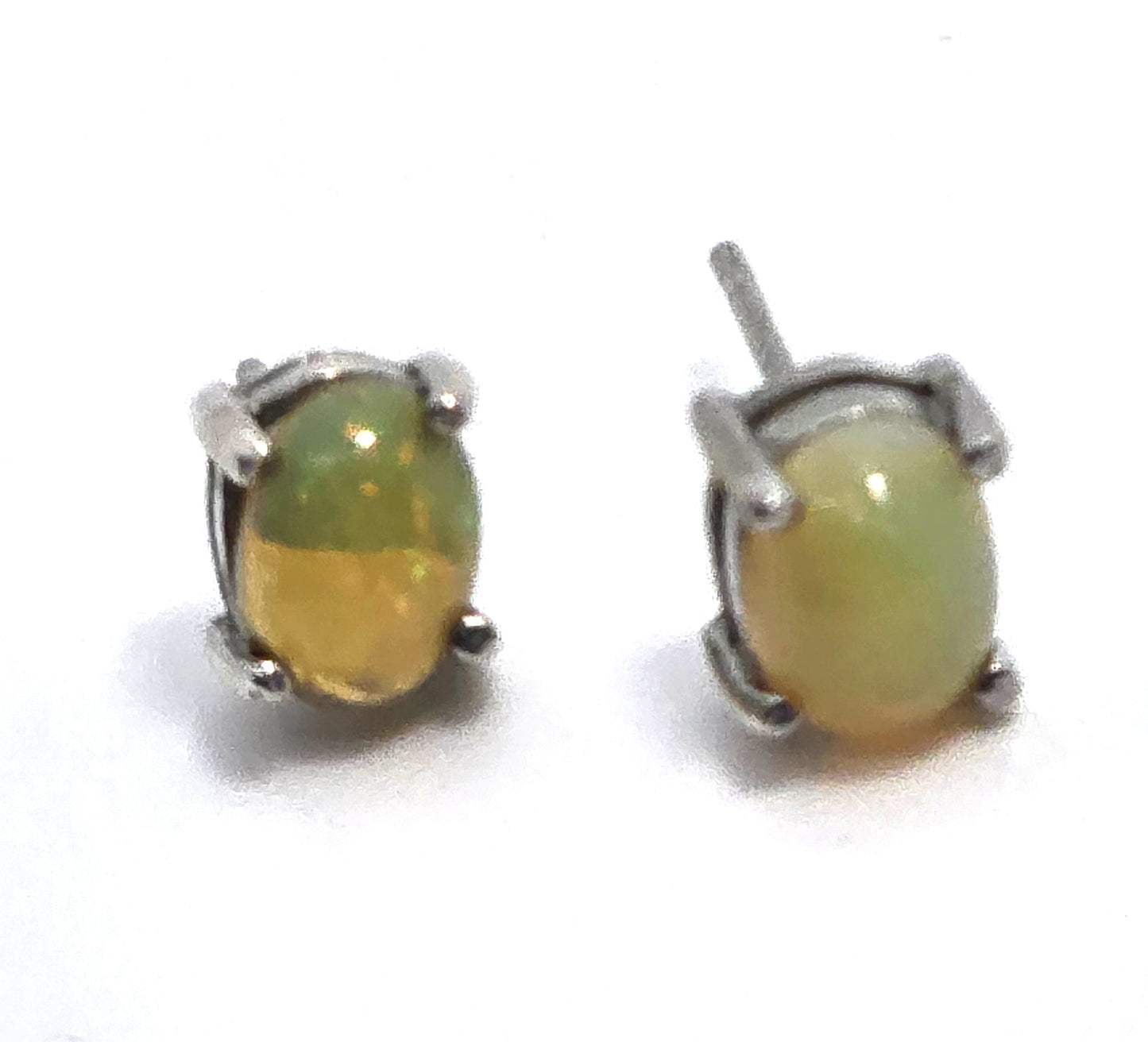 FAS Ethiopian Welo flashy yellow sterling silver stud earrings