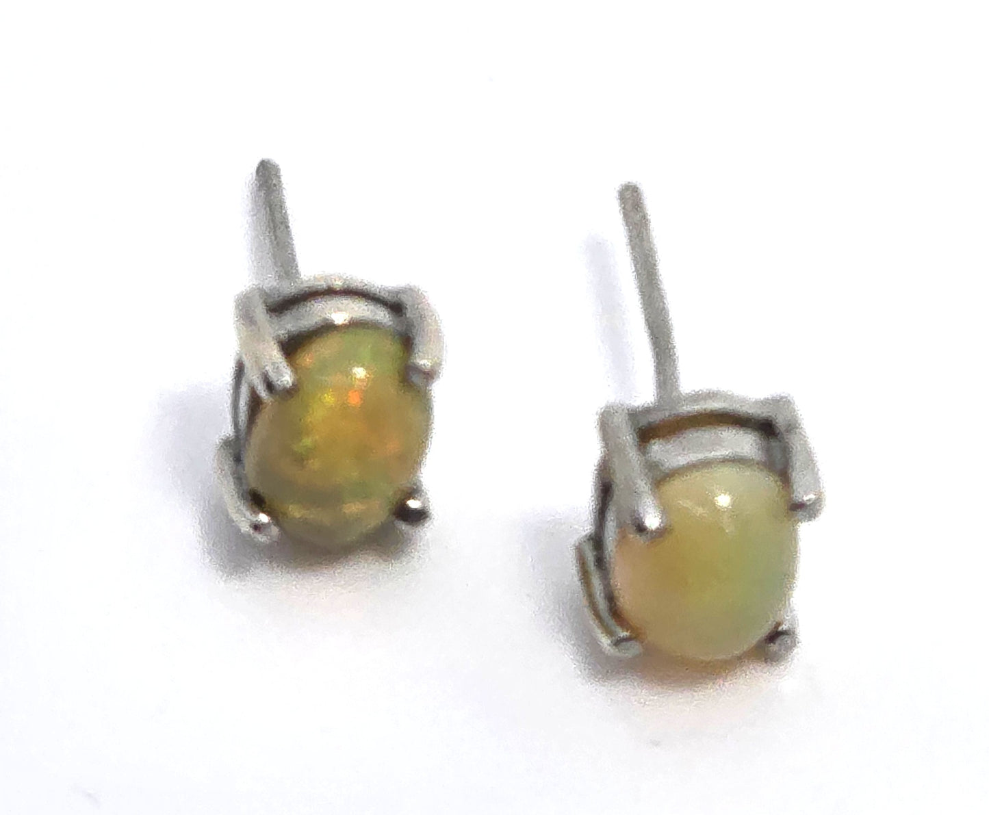 FAS Ethiopian Welo flashy yellow sterling silver stud earrings