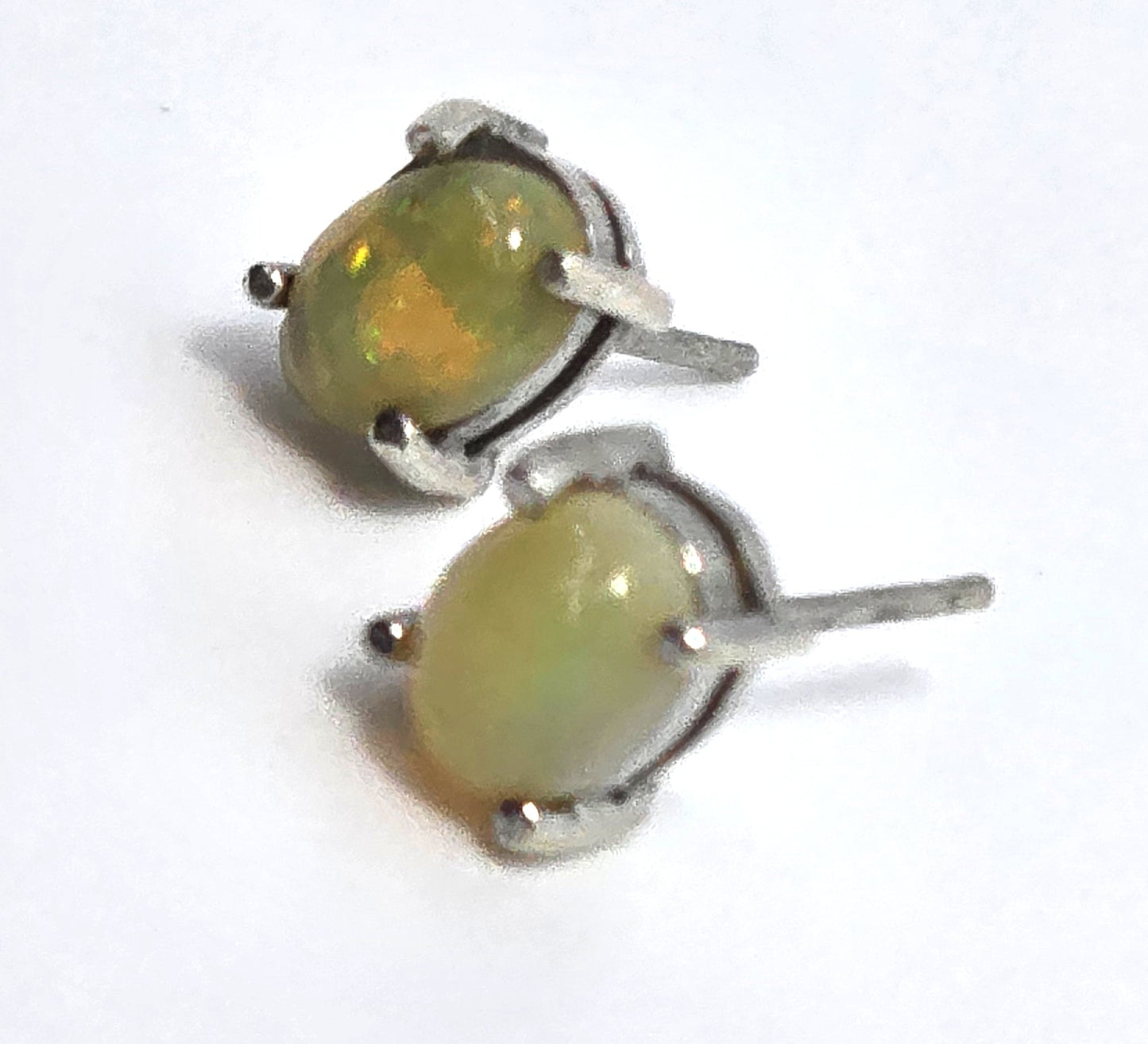 FAS Ethiopian Welo flashy yellow sterling silver stud earrings