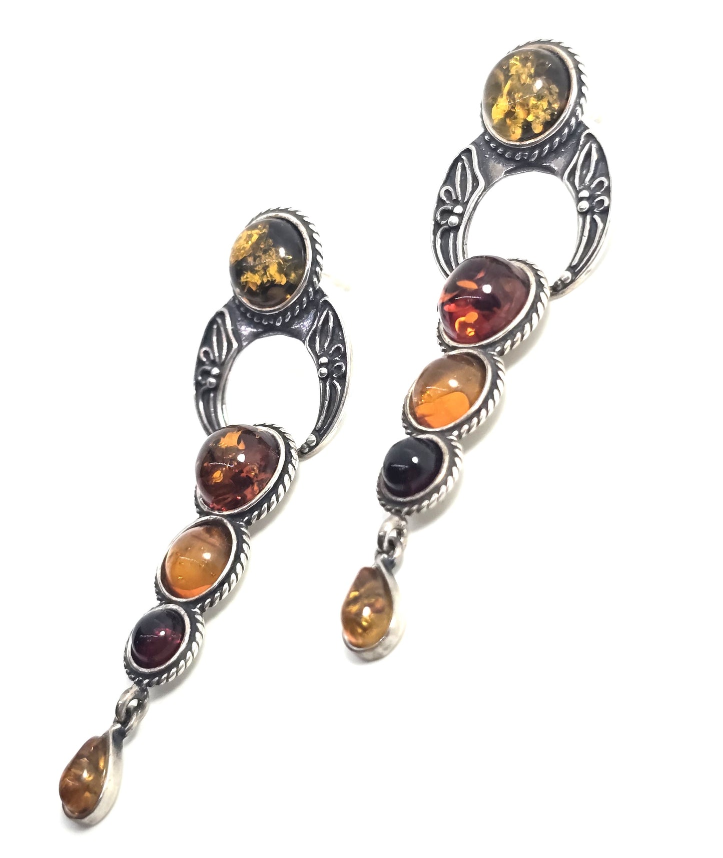 Valerio 888 Ian & Valery Coolish amber Celtic sterling silver V8 Poland amber earrings
