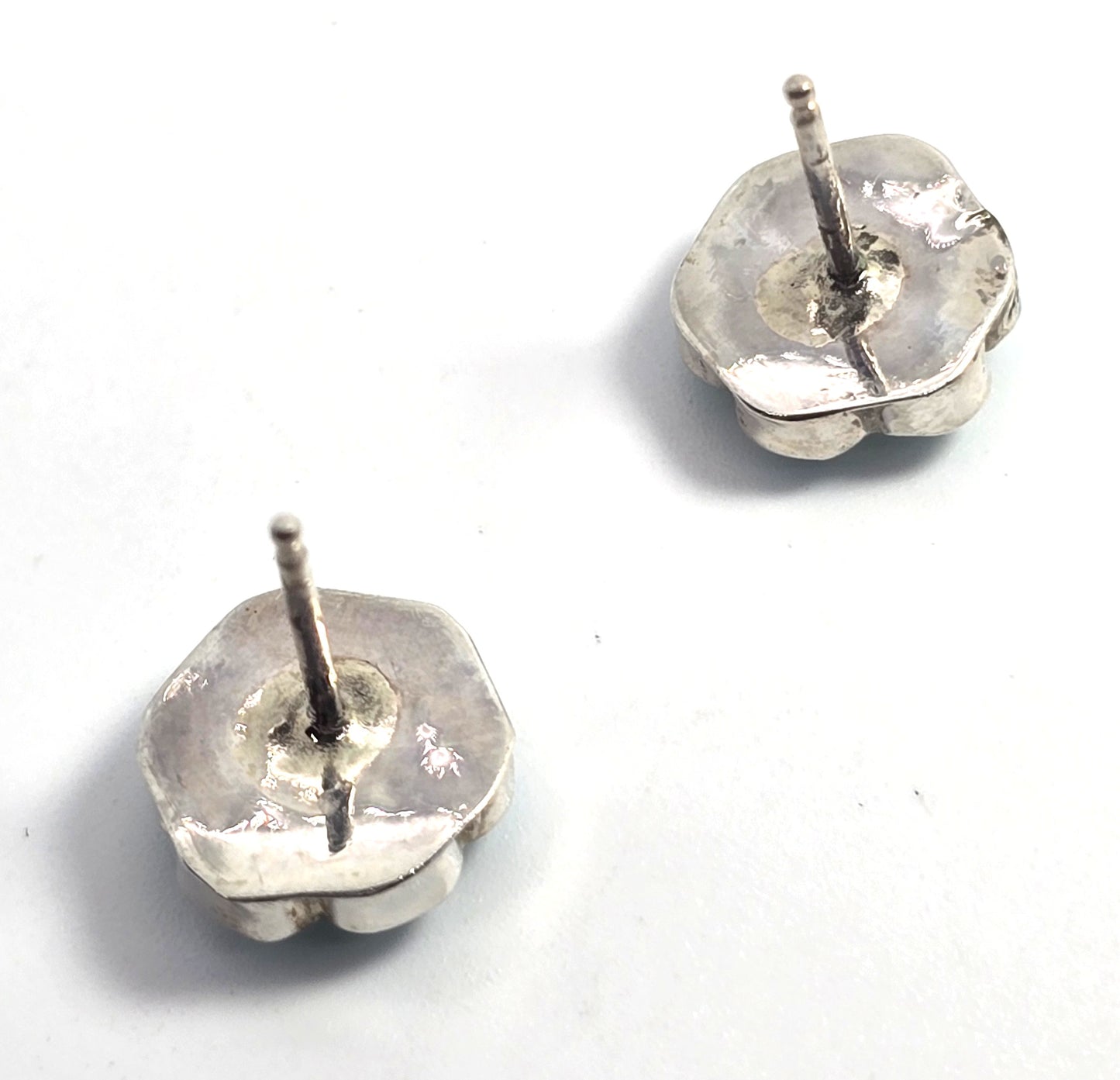Zuni Sterling sun face carved vintage artisan sterling silver stud earrings