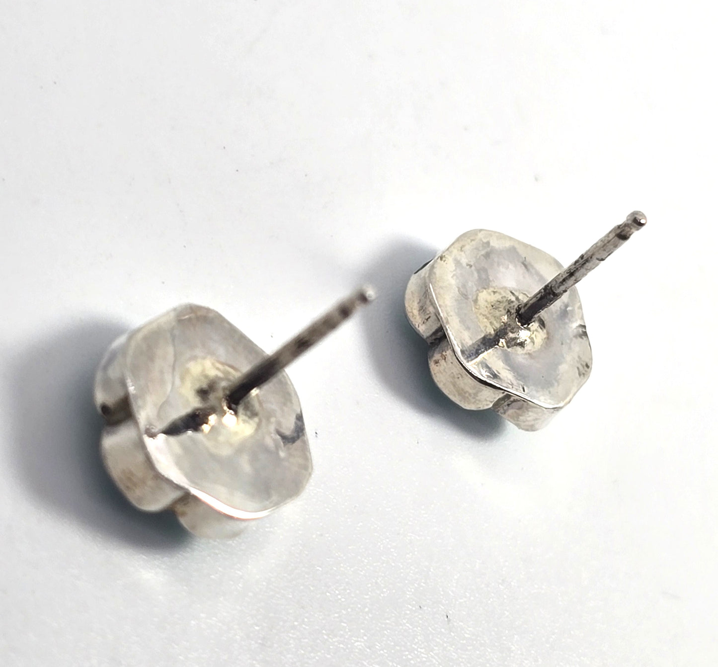 Zuni Sterling sun face carved vintage artisan sterling silver stud earrings