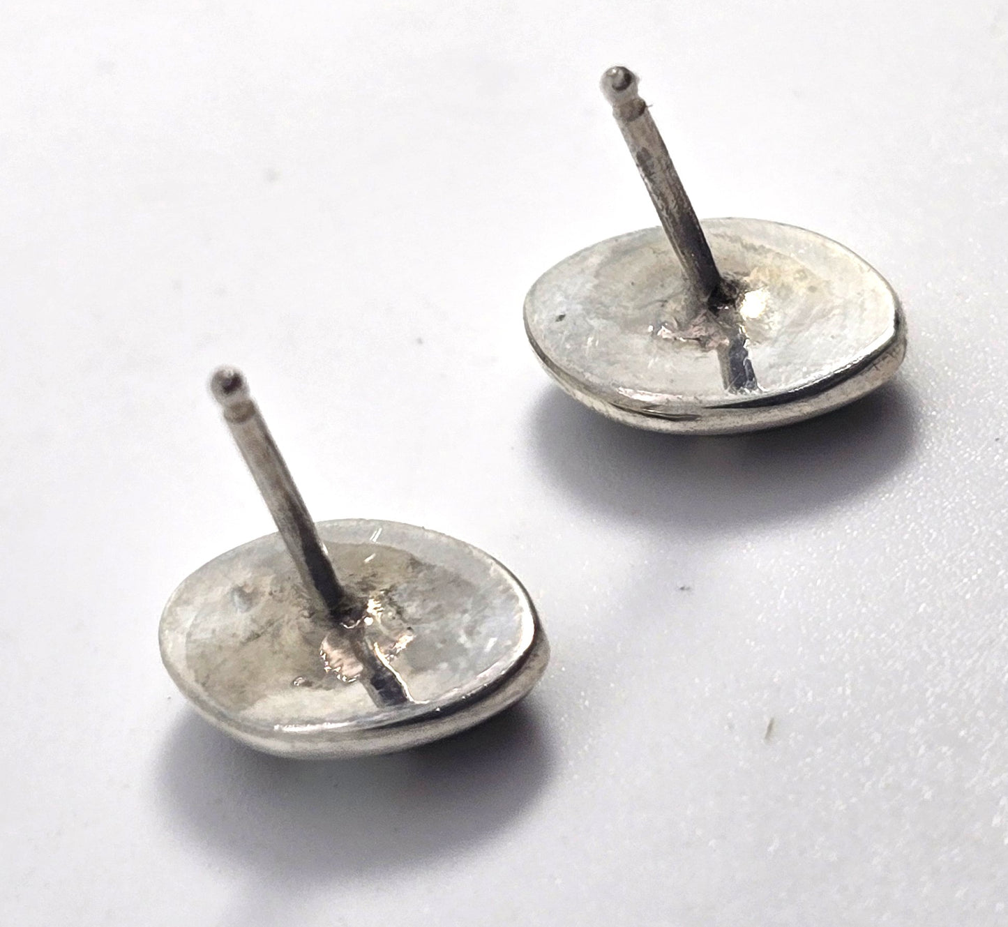 Native Sterling Silver white fire opal Onyx Inlay vintage stud earrings