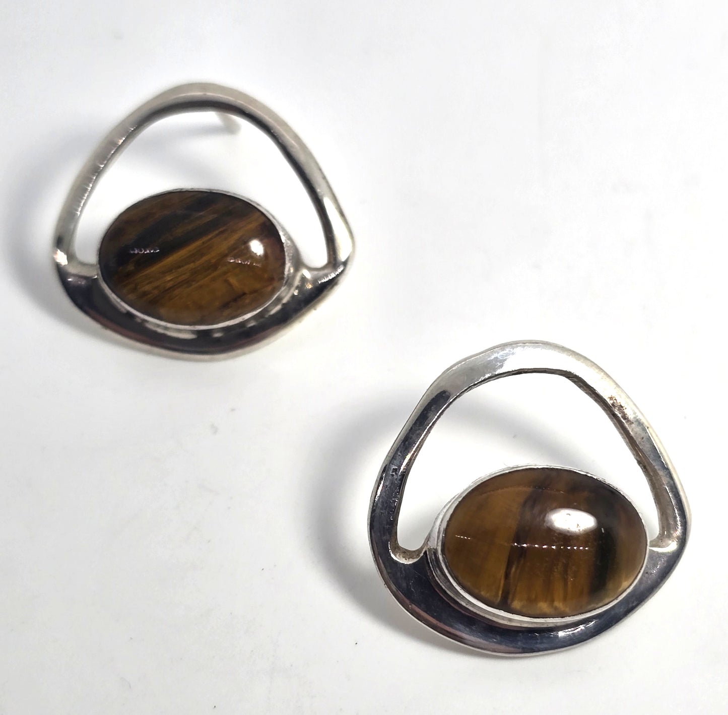 Sensa Eustace S.E. Zuni Tiger's Eye sterling silver vintage stud earrings