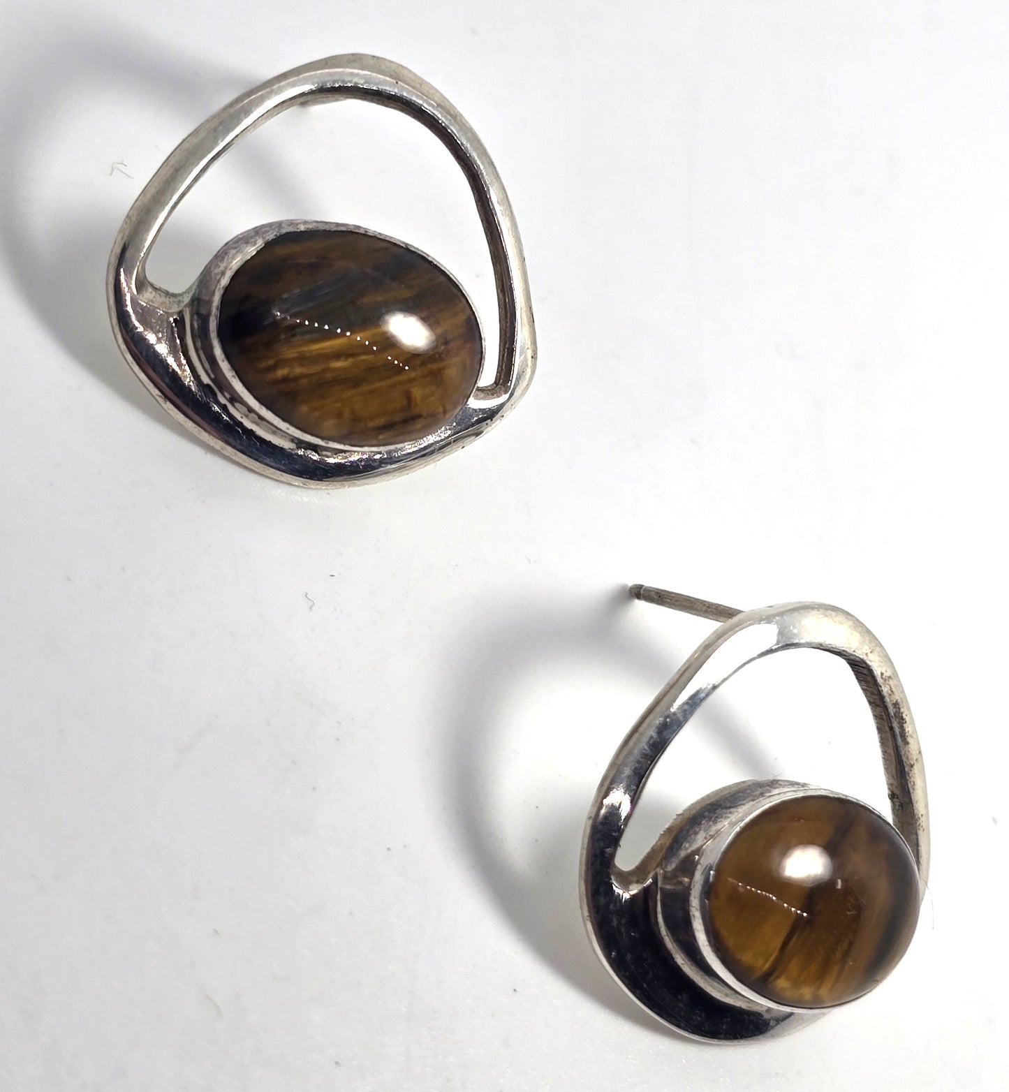 Sensa Eustace S.E. Zuni Tiger's Eye sterling silver vintage stud earrings