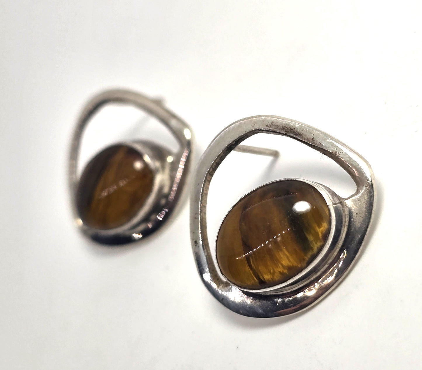 Sensa Eustace S.E. Zuni Tiger's Eye sterling silver vintage stud earrings