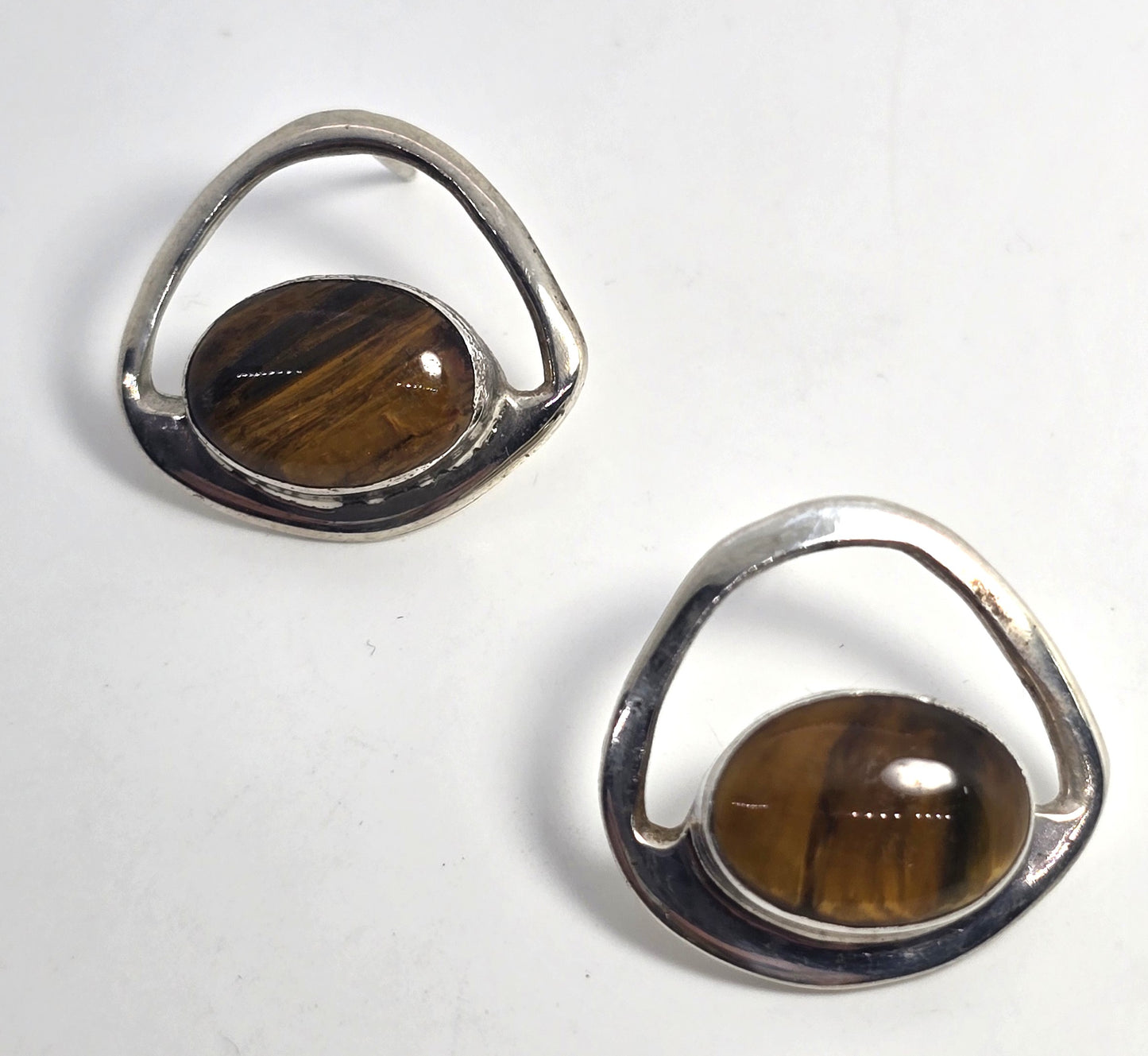 Sensa Eustace S.E. Zuni Tiger's Eye sterling silver vintage stud earrings