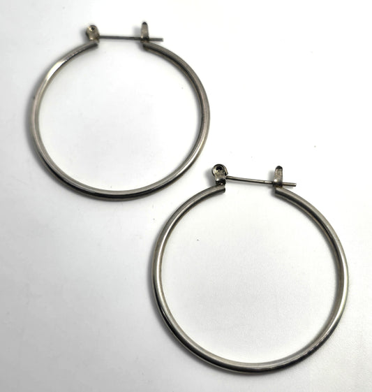 Lever back large thin 1.5 inch silver plated vintage earrings