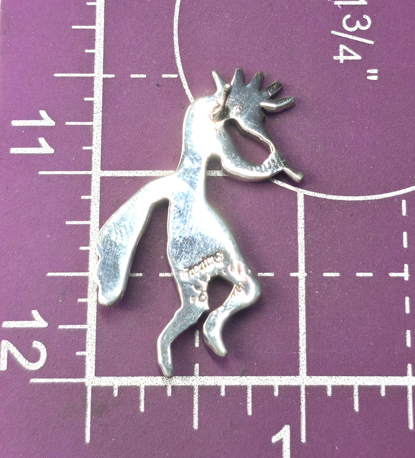 Navajo Kokopelli Vintage Sterling Silver fire opal jet inlay post earrings