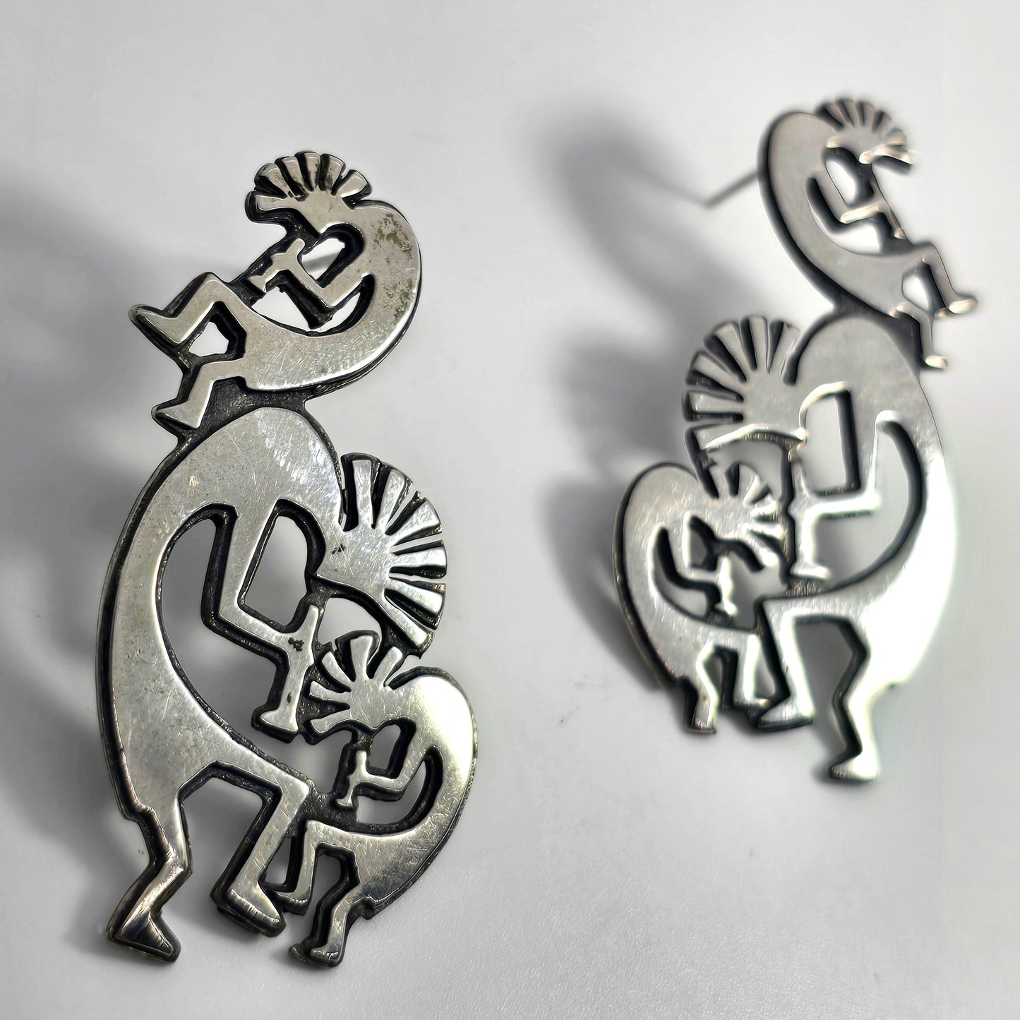 Hartmans Durango Dancing Kokopelli Tribe Vintage Sterling Silver post earrings