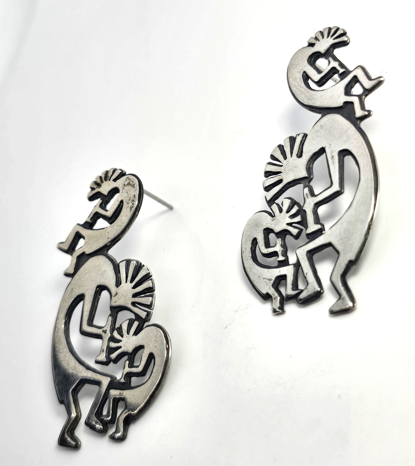 Hartmans Durango Dancing Kokopelli Tribe Vintage Sterling Silver post earrings