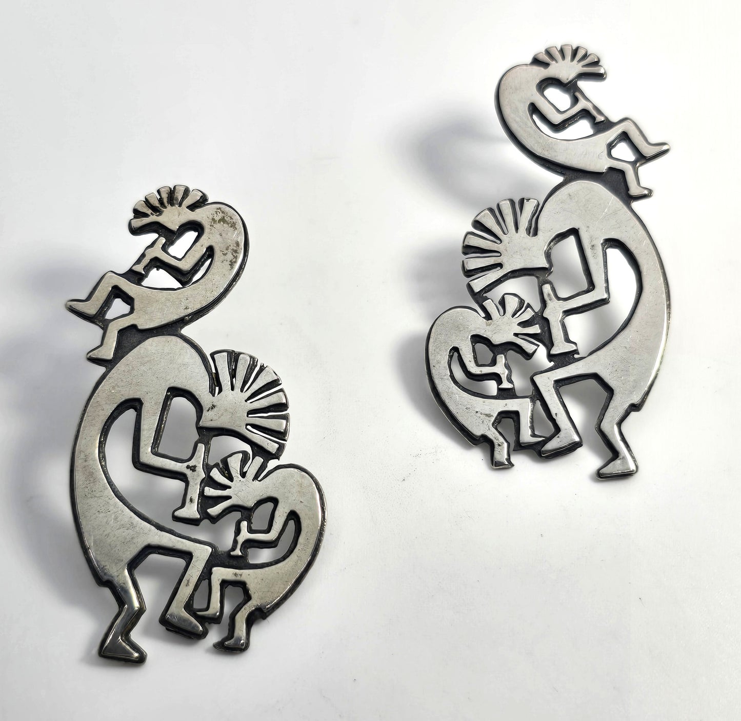 Hartmans Durango Dancing Kokopelli Tribe Vintage Sterling Silver post earrings
