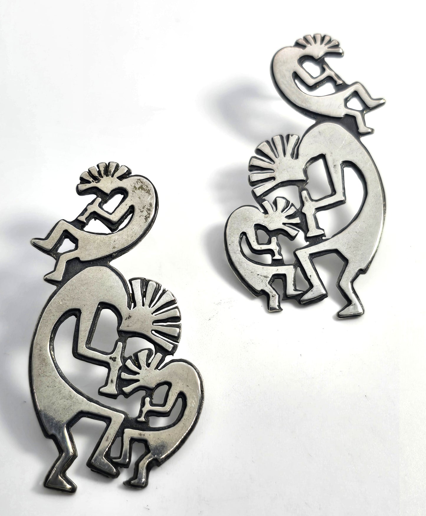Hartmans Durango Dancing Kokopelli Tribe Vintage Sterling Silver post earrings