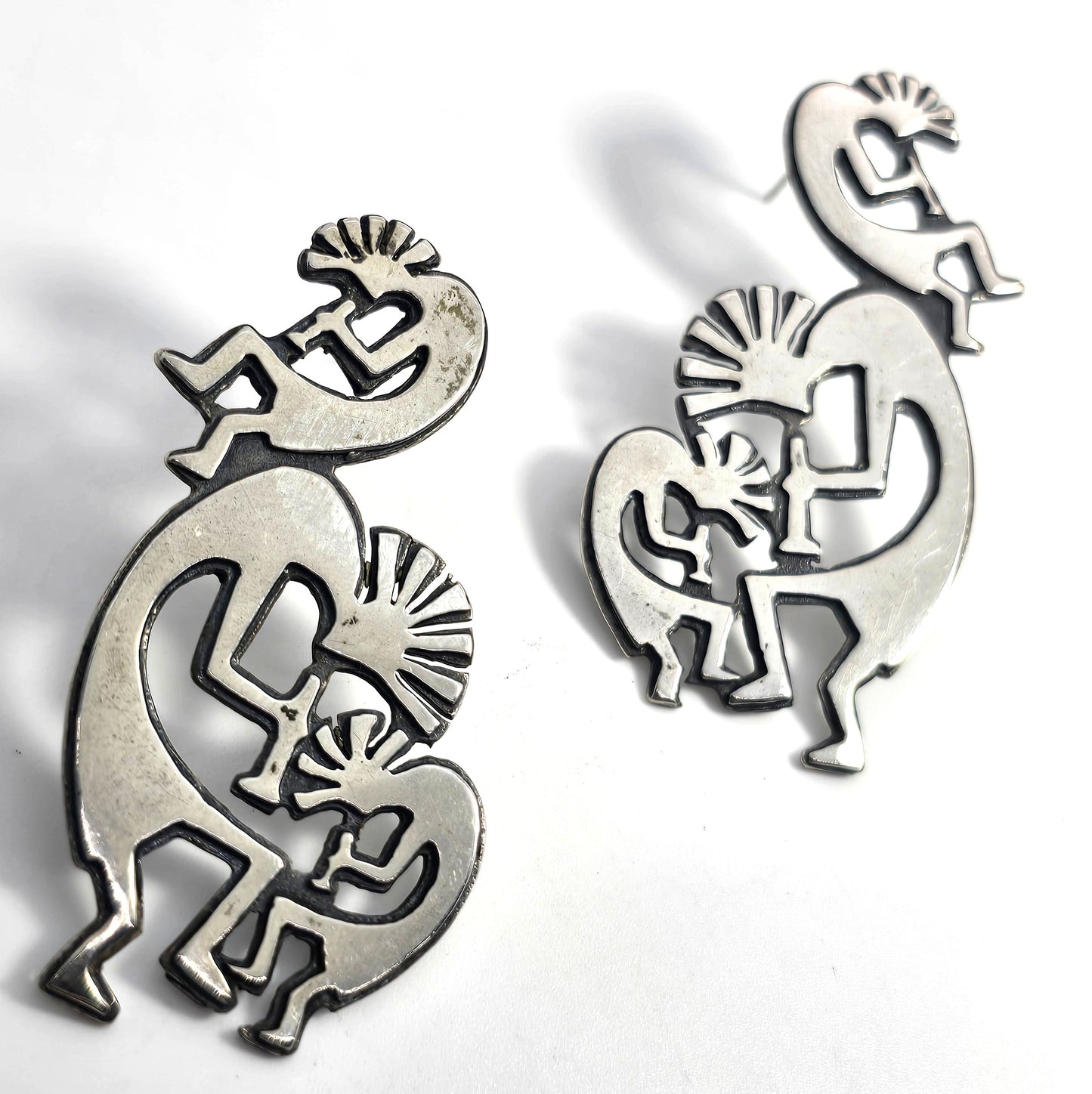 Hartmans Durango Dancing Kokopelli Tribe Vintage Sterling Silver post earrings