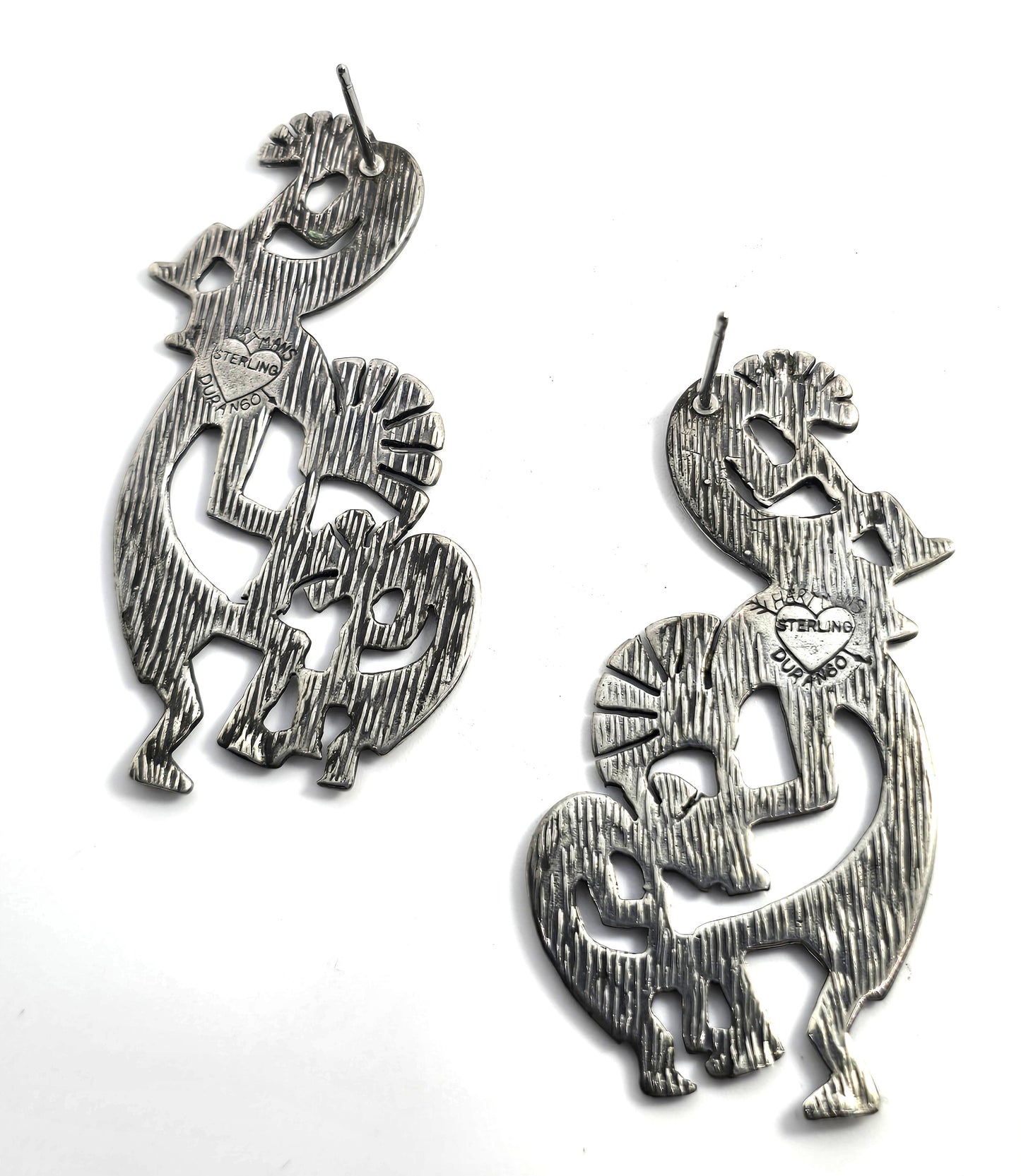 Hartmans Durango Dancing Kokopelli Tribe Vintage Sterling Silver post earrings