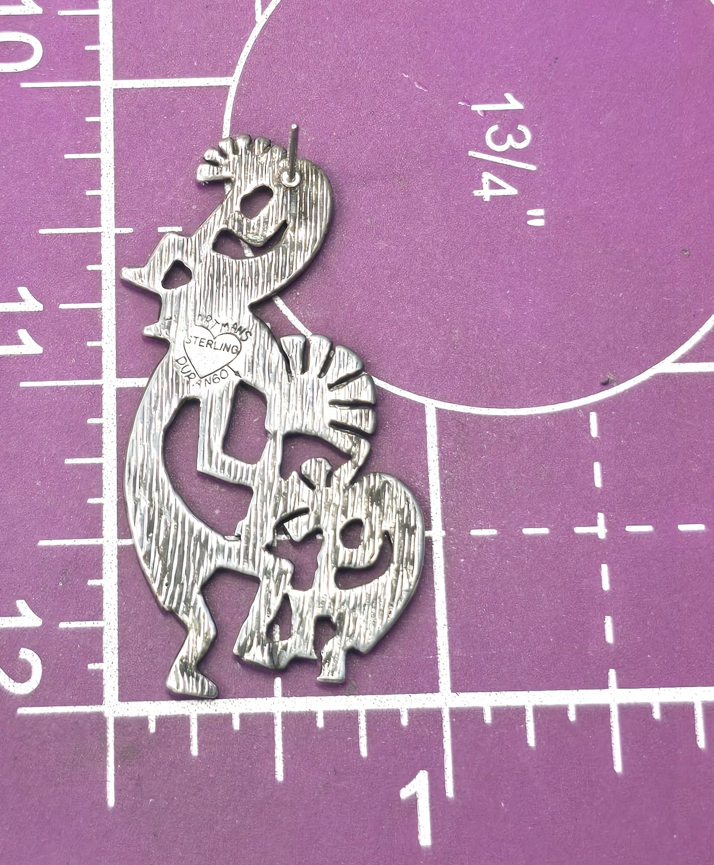 Hartmans Durango Dancing Kokopelli Tribe Vintage Sterling Silver post earrings