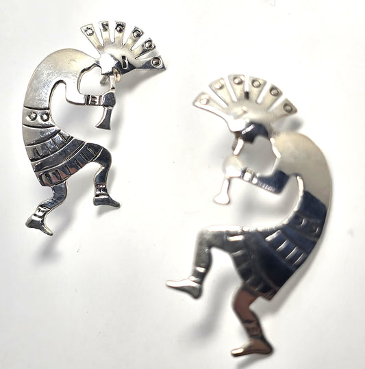 Sensa Eustace Zuni Vintage Native American Kokopelli dancer sterling silver earrings