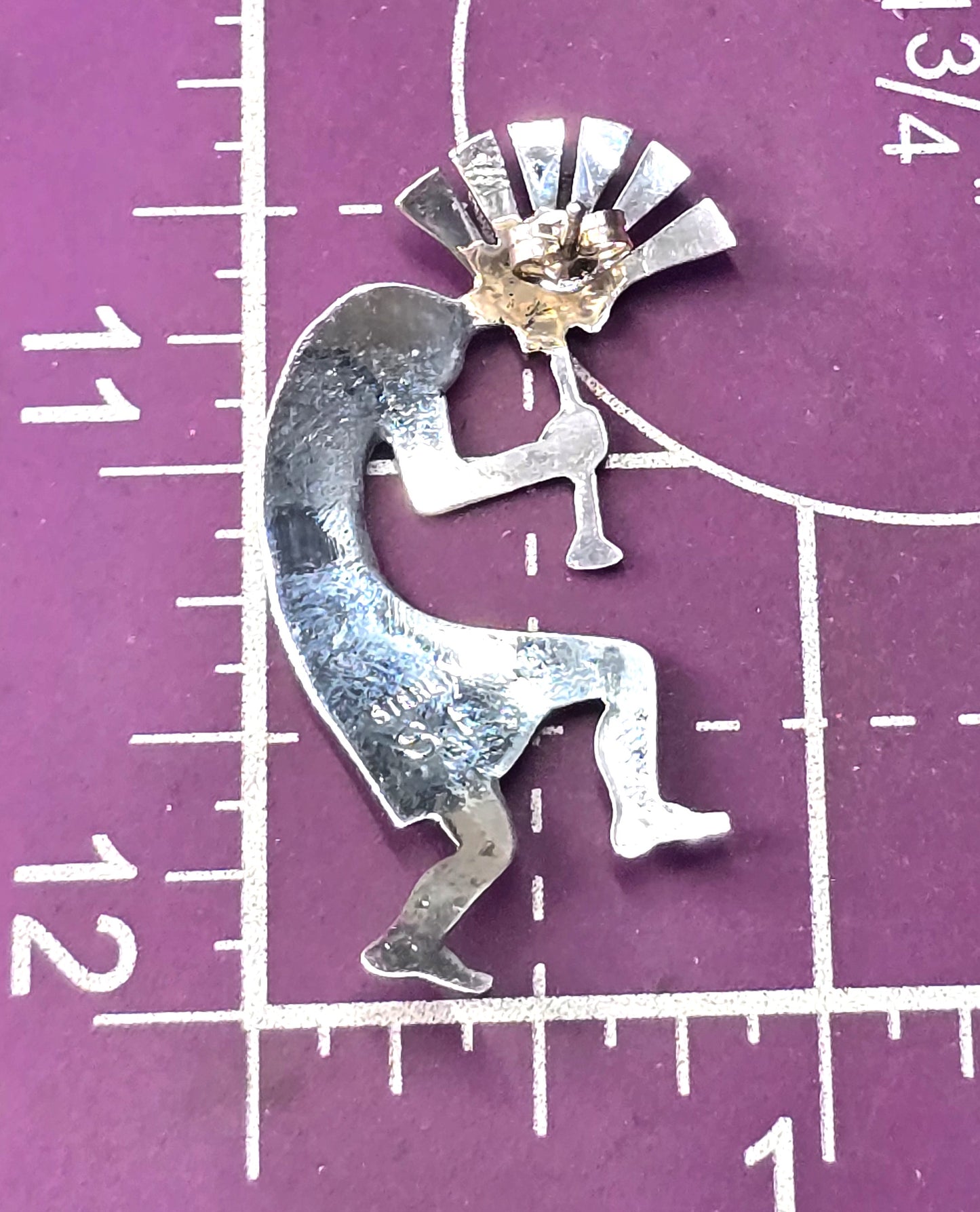 Sensa Eustace Zuni Vintage Native American Kokopelli dancer sterling silver earrings