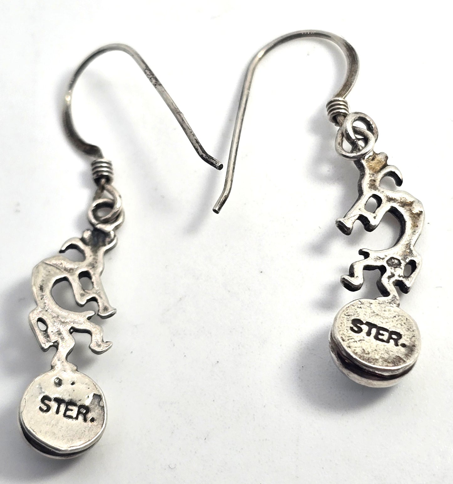 Kokopelli turquoise vintage sterling silver Southwestern drop earrings