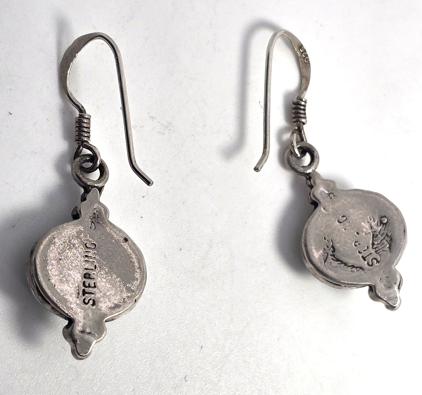 Turquoise vintage solid sterling silver Southwestern drop earrings