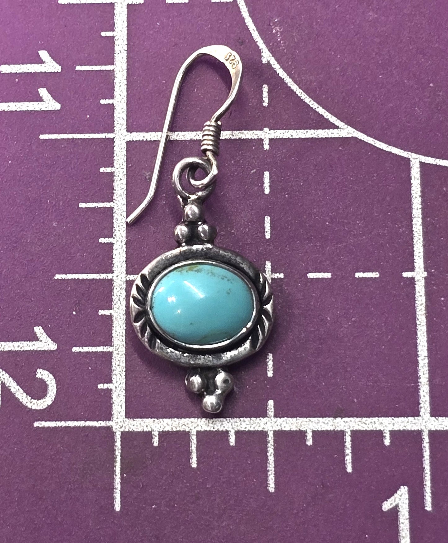 Turquoise vintage solid sterling silver Southwestern drop earrings