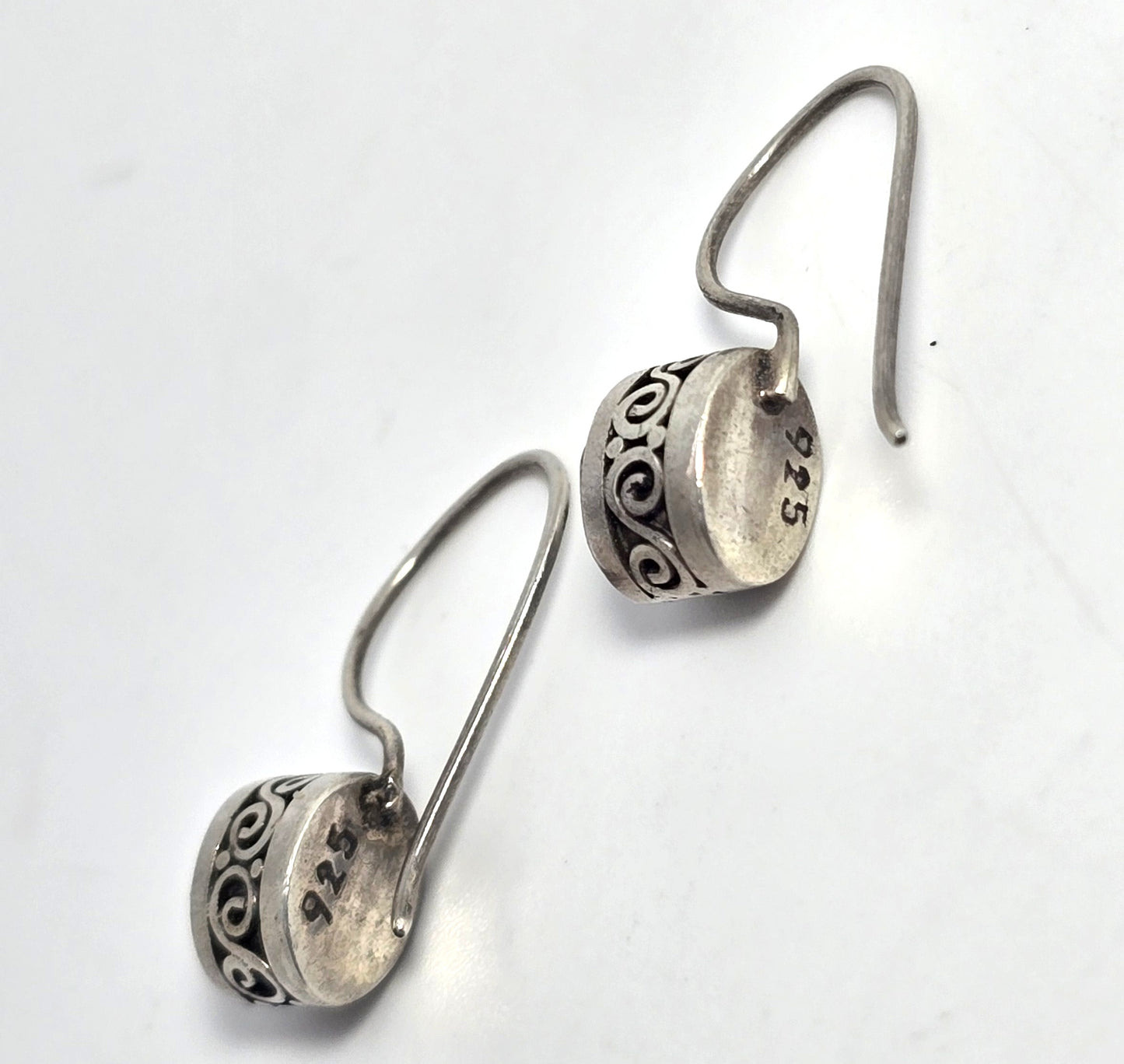 Amethyst purple gemstone tribal Bali style vintage sterling silver earrings