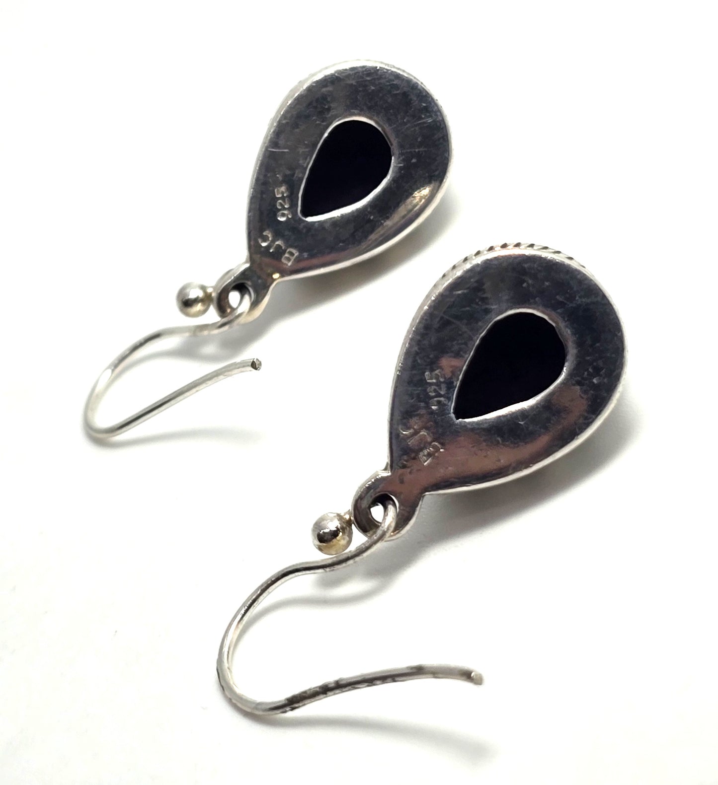 BJC Natural corundum blue Sapphire gemstone faceted pear sterling silver earrings