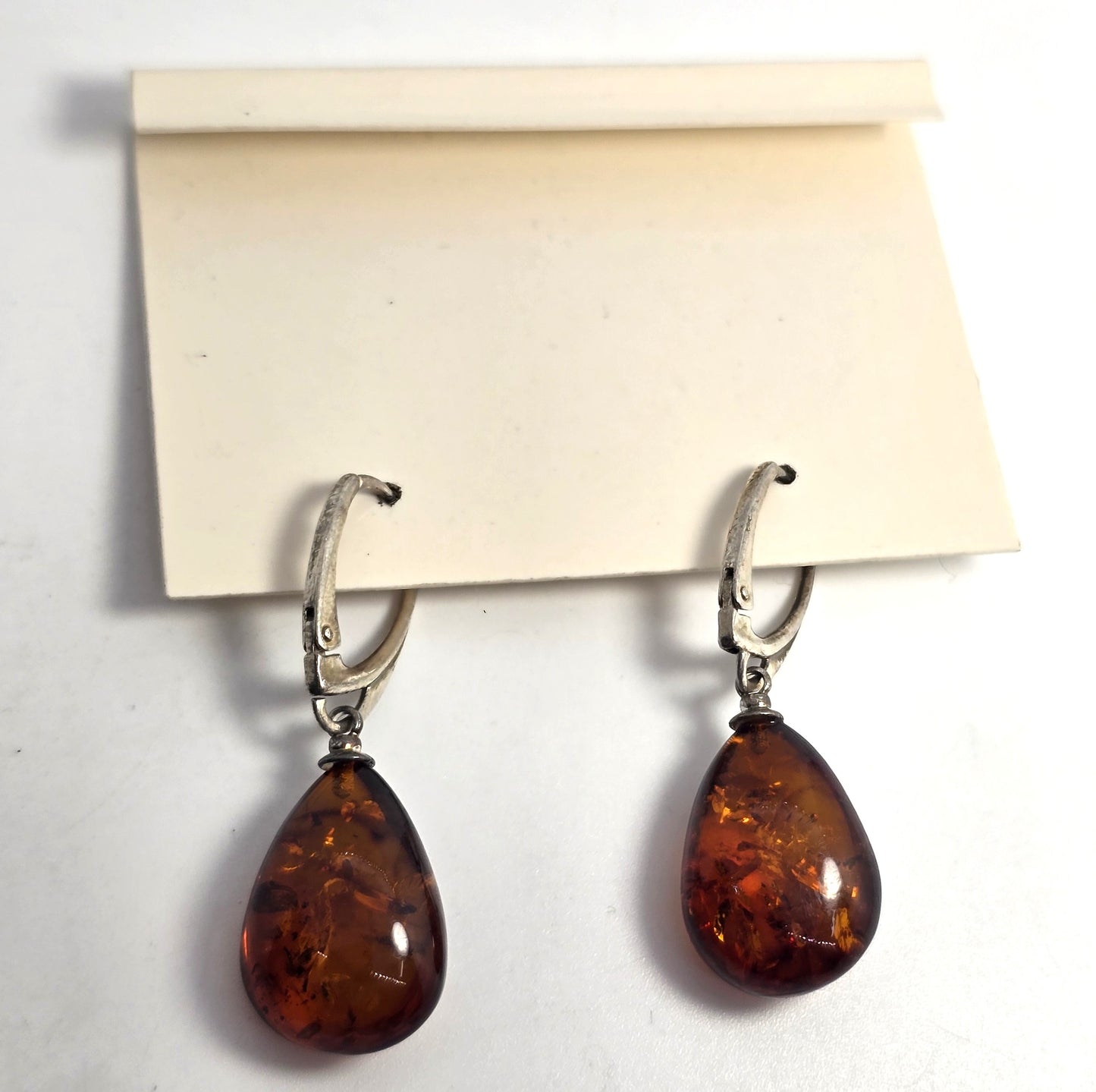 Polish amber sterling silver Drop Poland amber lever back earrings