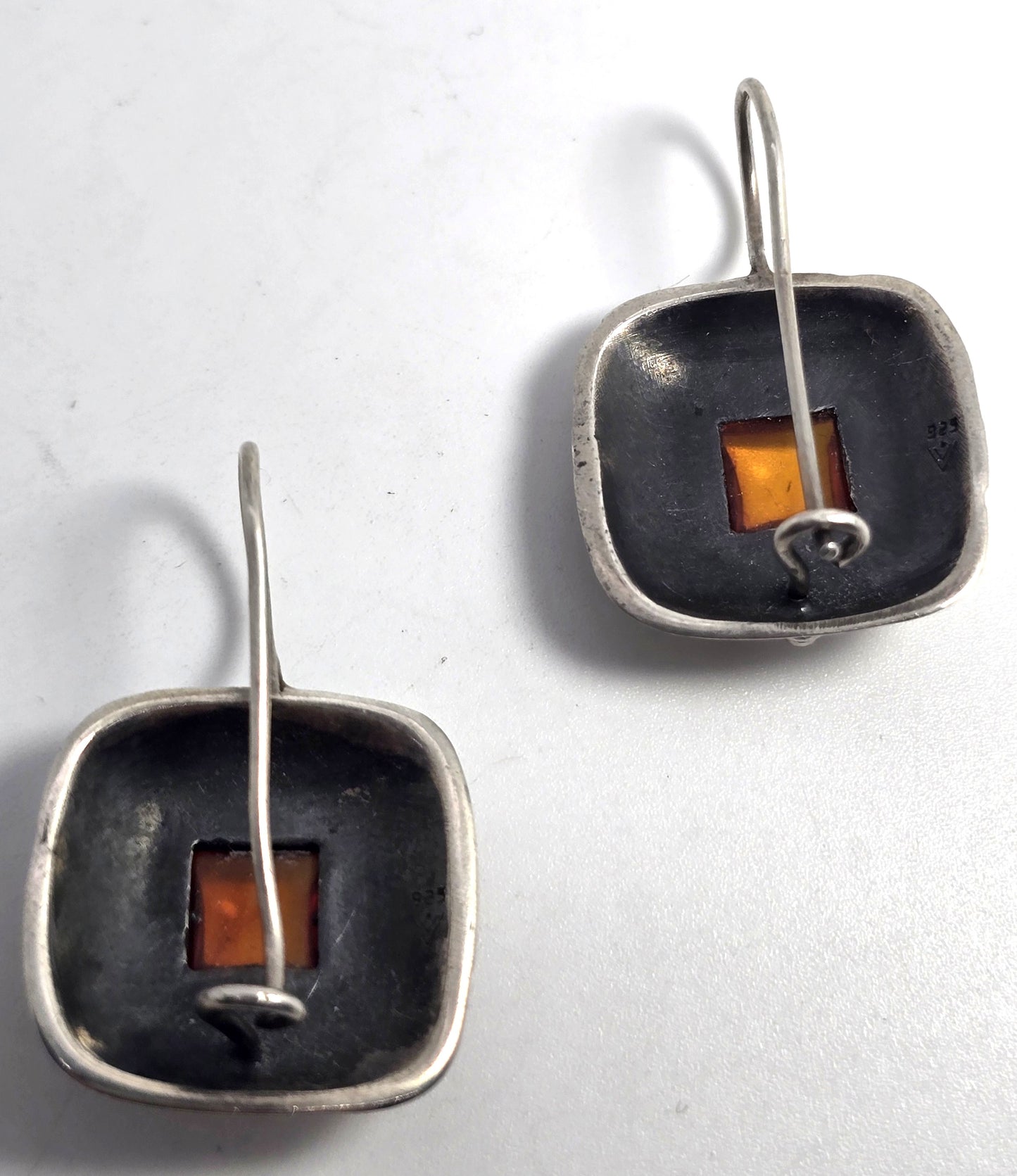 Silpada Sterling Silver 925 Silver Amber Scroll Earrings Retired W0911