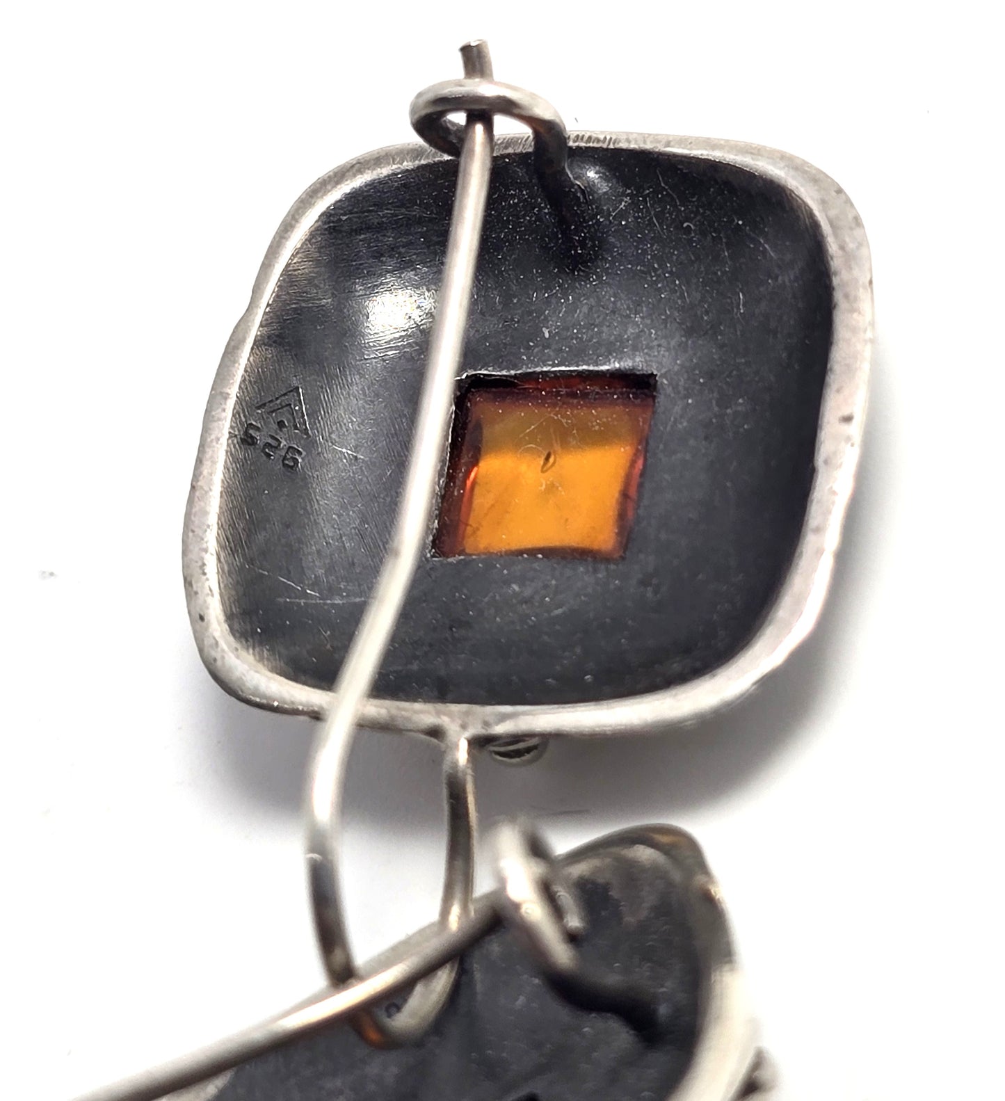 Silpada Sterling Silver 925 Silver Amber Scroll Earrings Retired W0911